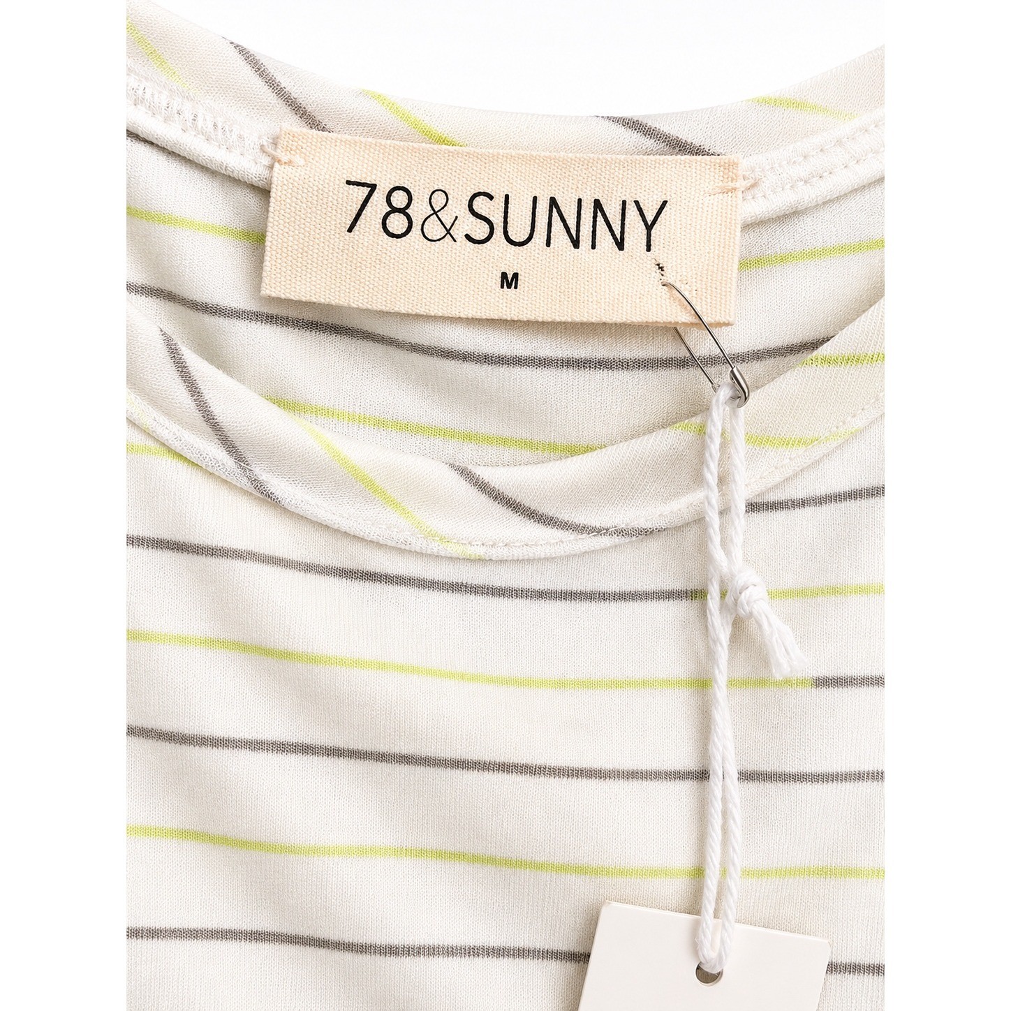 78&Sunny Striped Top Womens Medium White Green Modal Spandex Casual Tee NWT