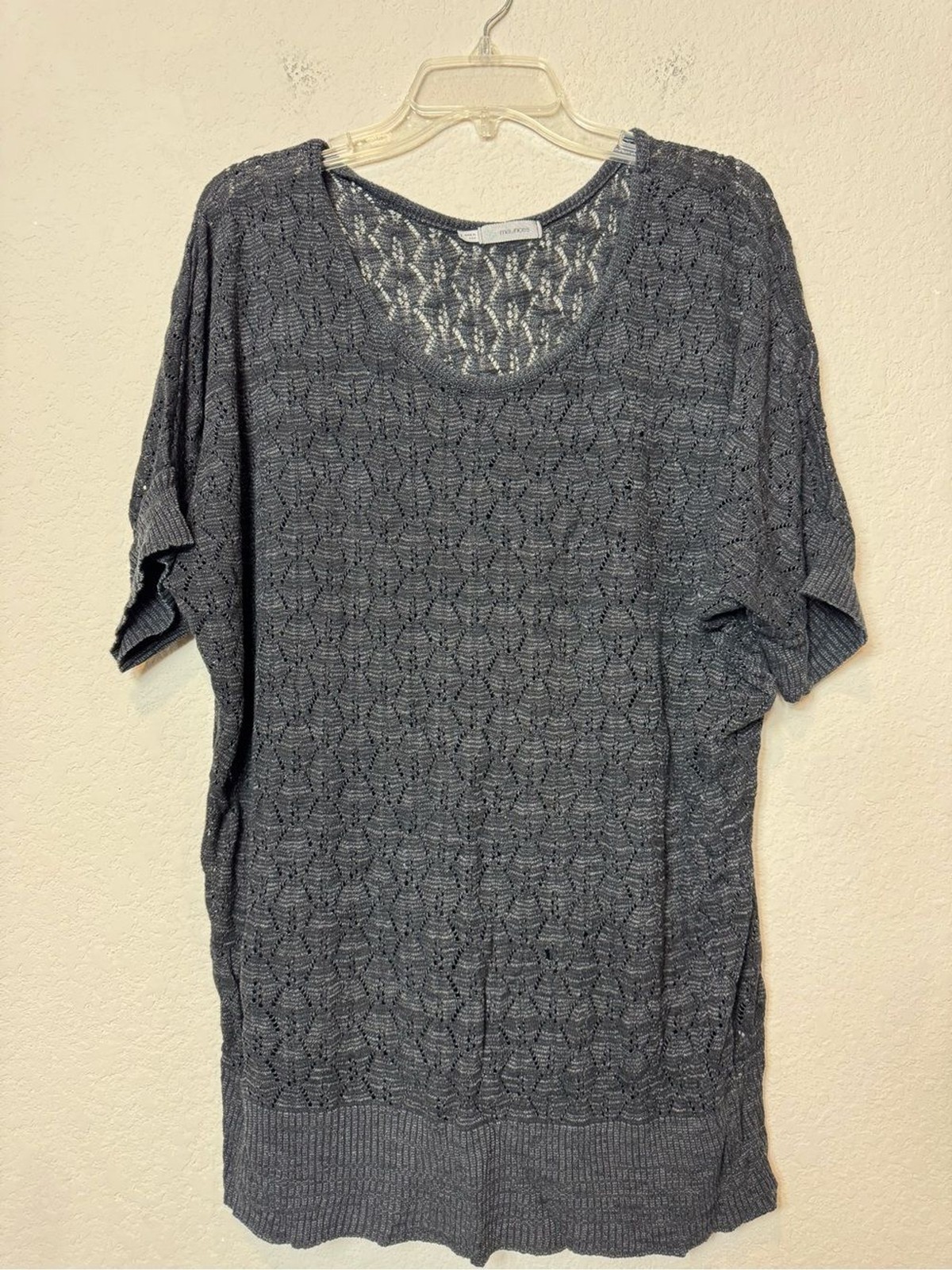 Maurices Charcoal Black Openwork Knit Scoop Neck Tunic Women’s Plus Size 2X