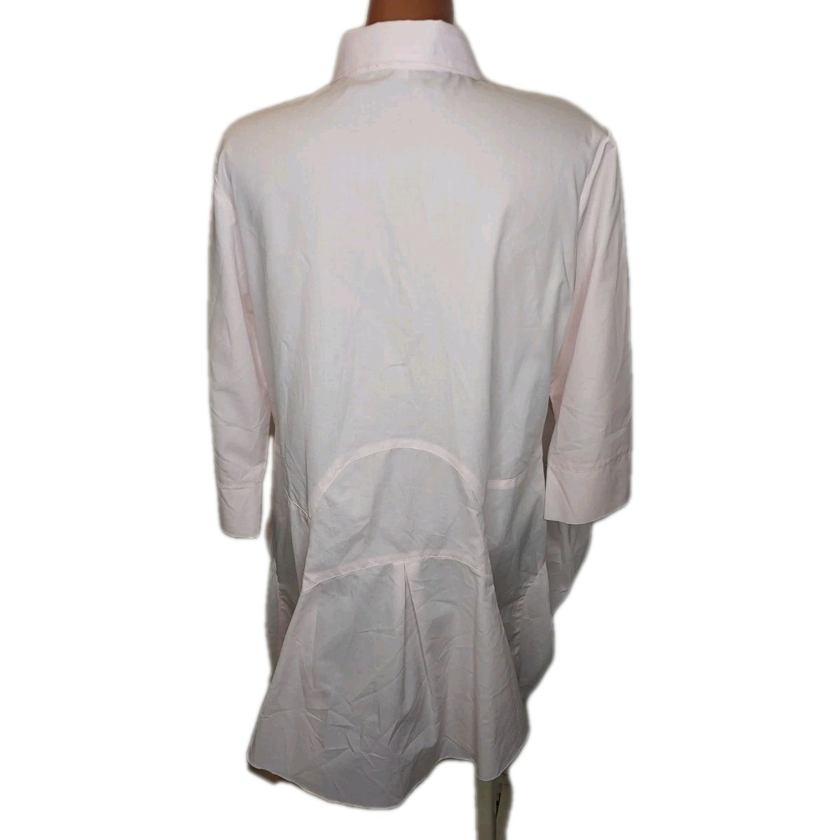 Zina Beverly Hills Lagenlook Tunic Dress Shirt Large Pink Button Baggy Feminine