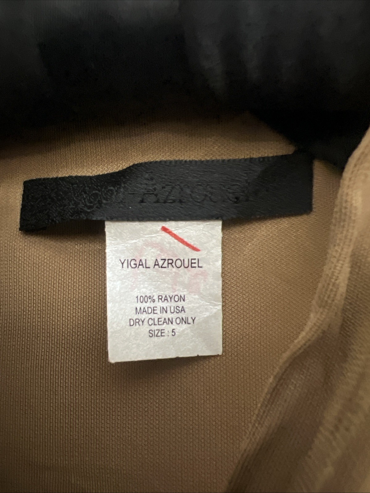 Yigal Azrouel Bronze Brown top size 5 Cap Short Sleeve Tie At Neck