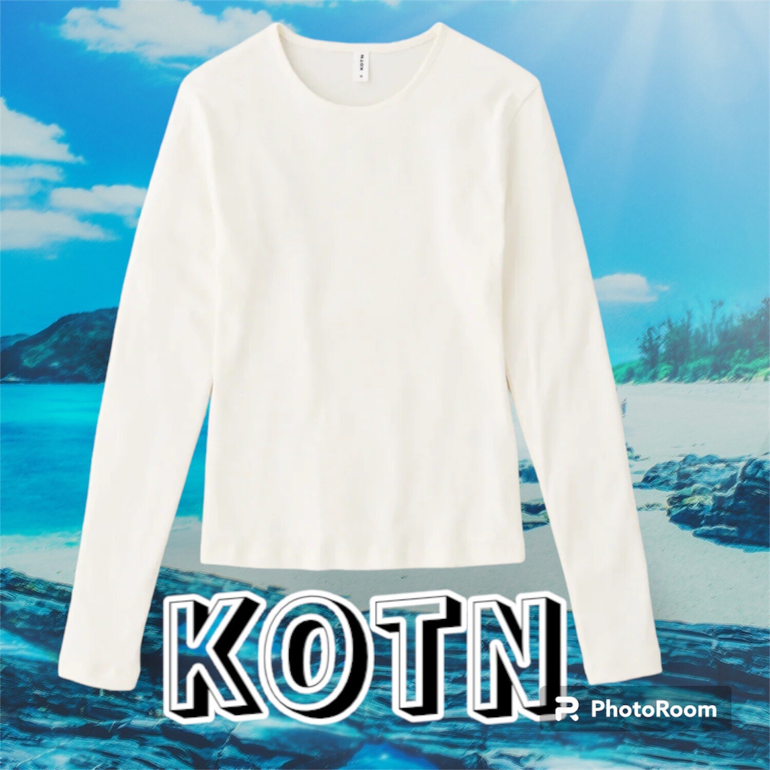 KOTN Fitted Women’s Top XXL White Crewneck Long Sleeve Shirt NWT $38