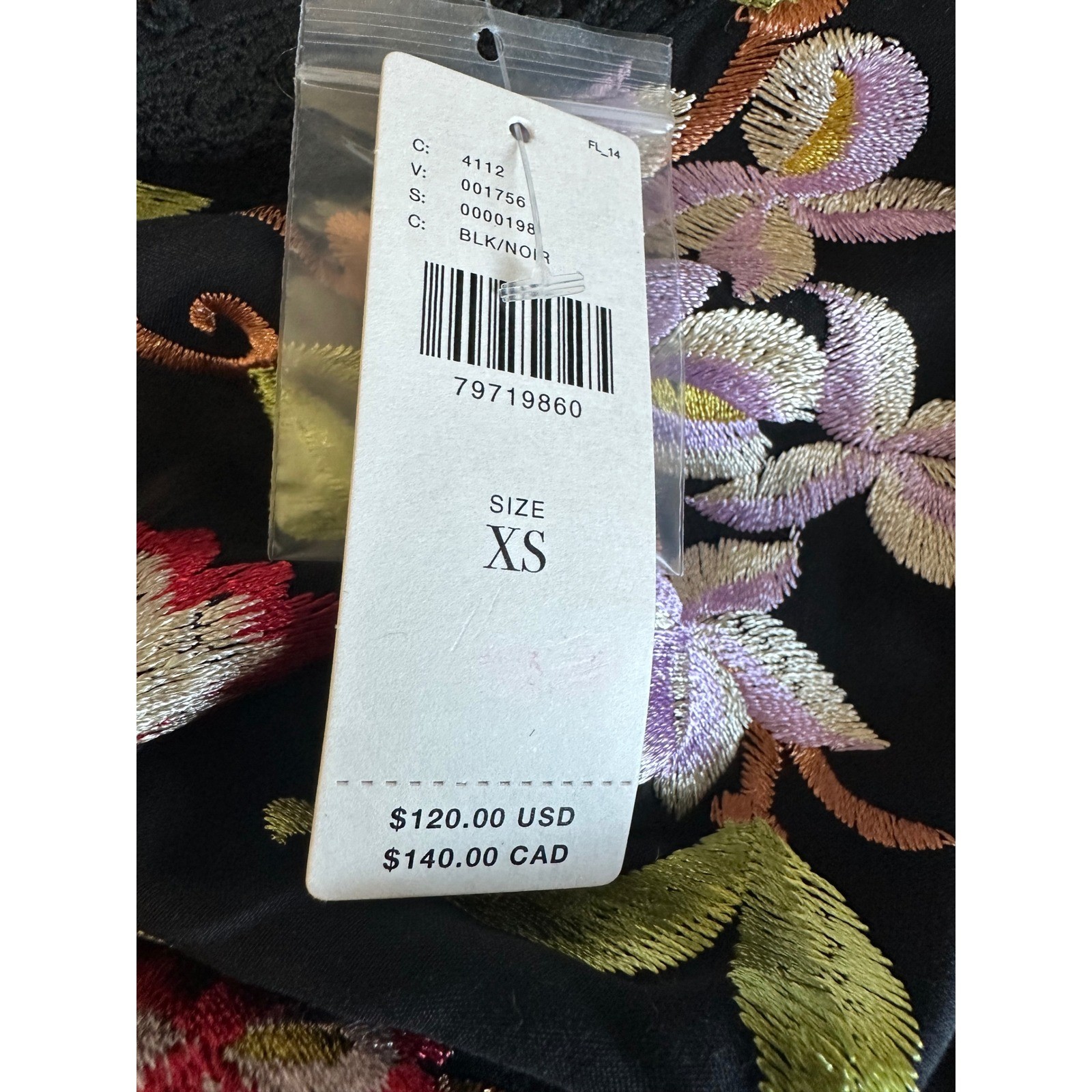 Anthropologie TINY Floral Embroidered Lace Neck Blouse Size XS NWT