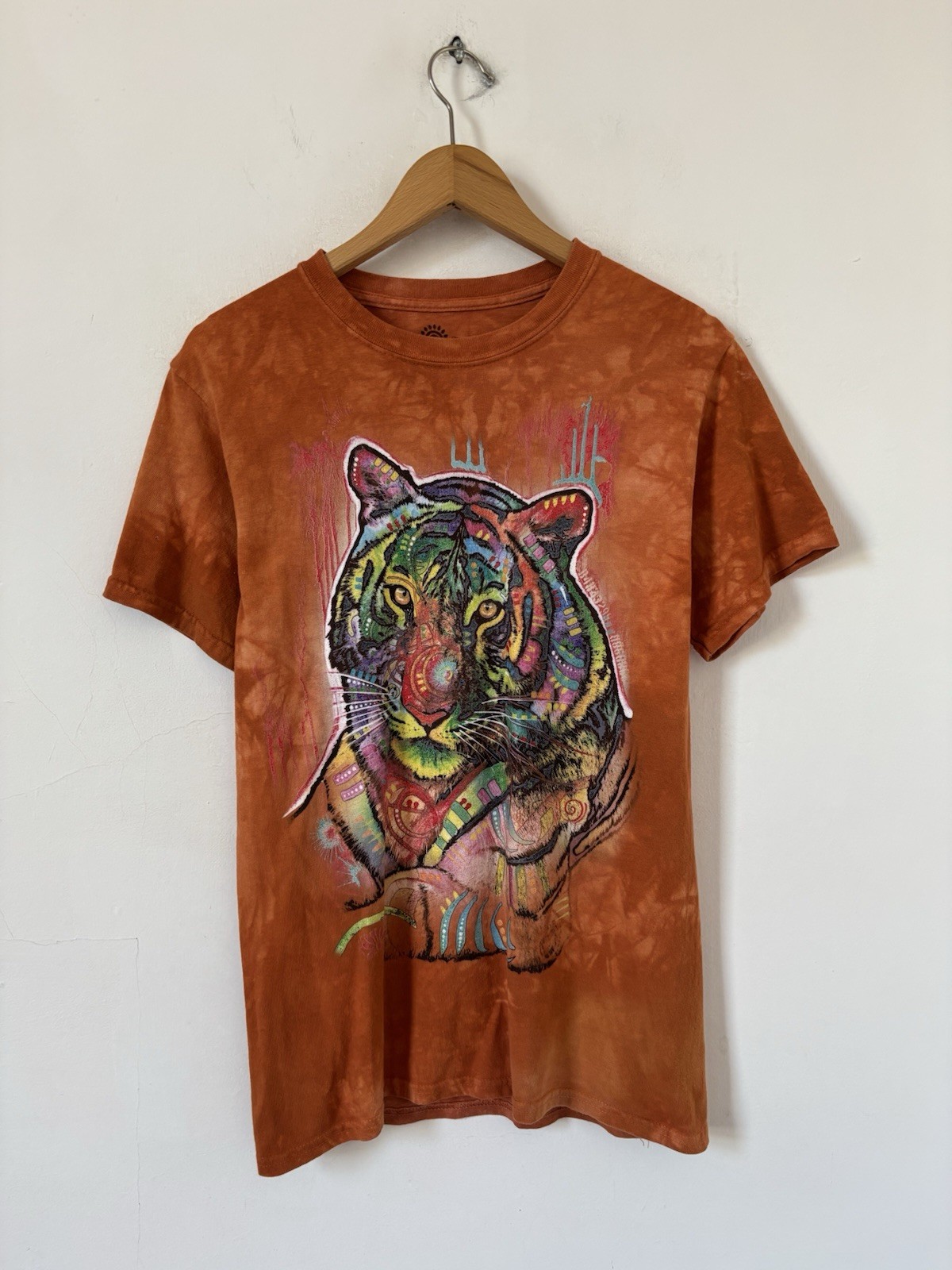 The Mountain Tiger Face Graphic T Shirt XL Tie Dye Orange Wildlife