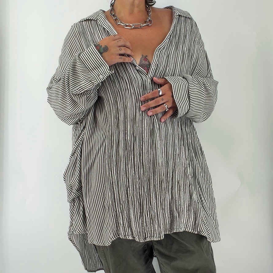 Festi by Torrid 5X oversized lagenlook striped tunic blouse /cover up boho artsy