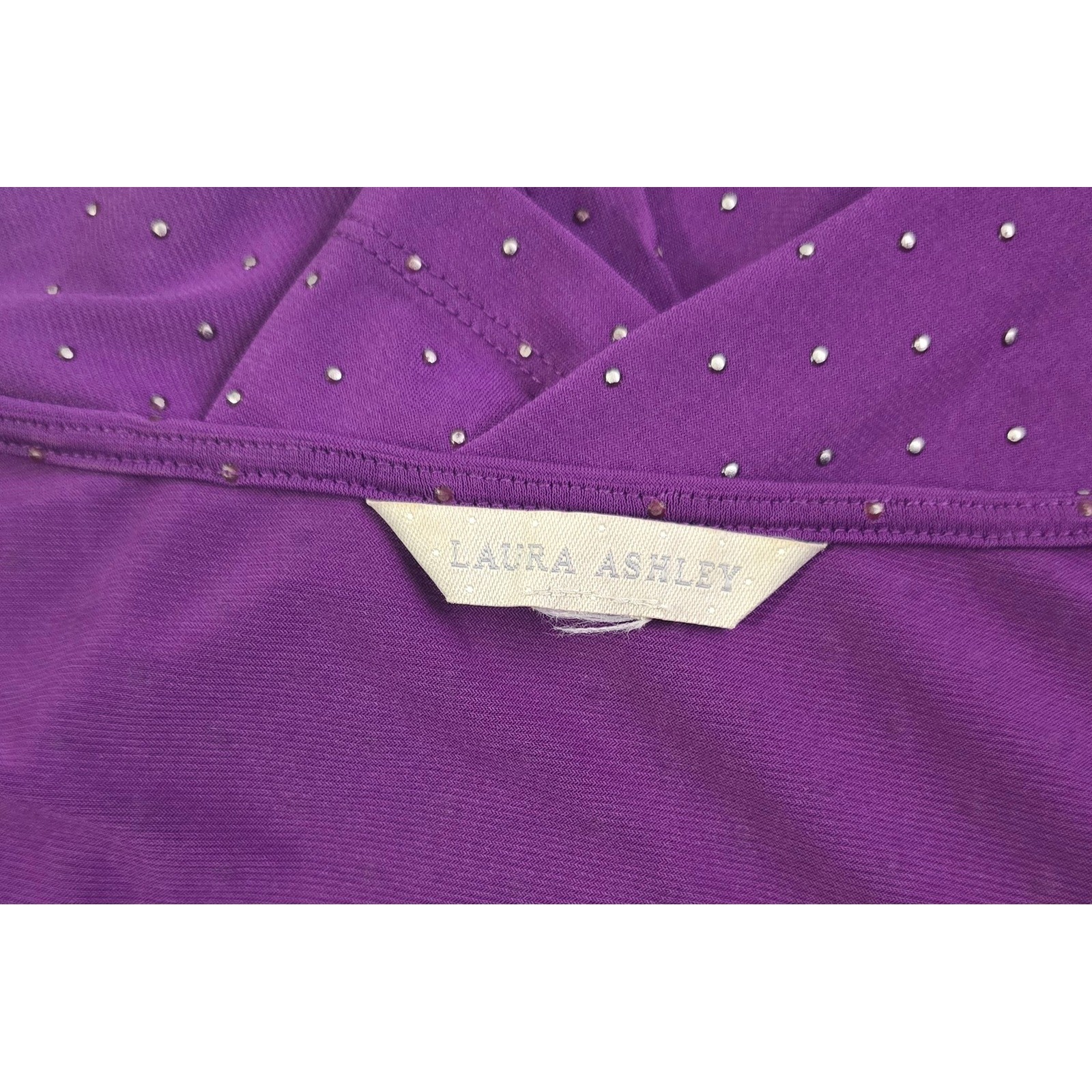 Laura Ashley Purple Cowl Neck Studded 3/4 Sleeve Ruched Top Plum Womens XL