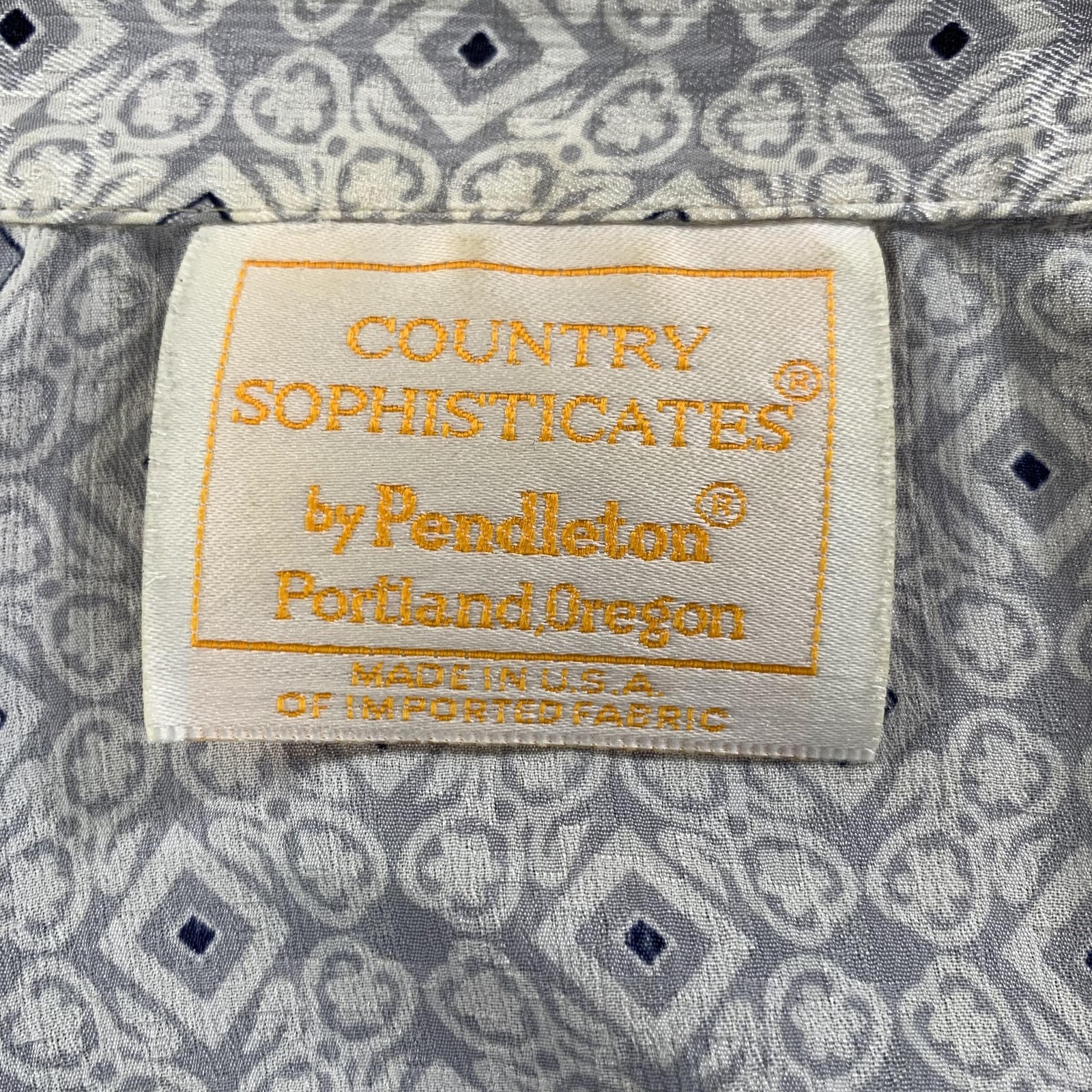 Vintage Pendleton Shirt Womens Large Gray Blue Geometric Print Button Front 90s