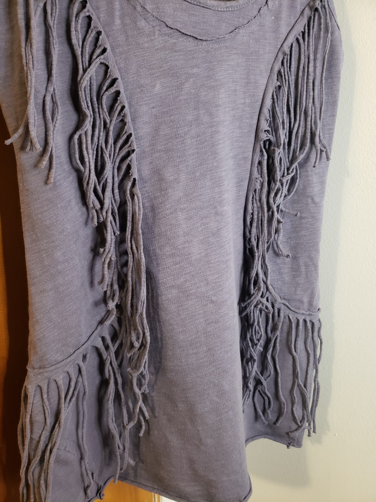 MurMur Women’s Fringed Sleeveless Top Indigo Blue Sz Medium