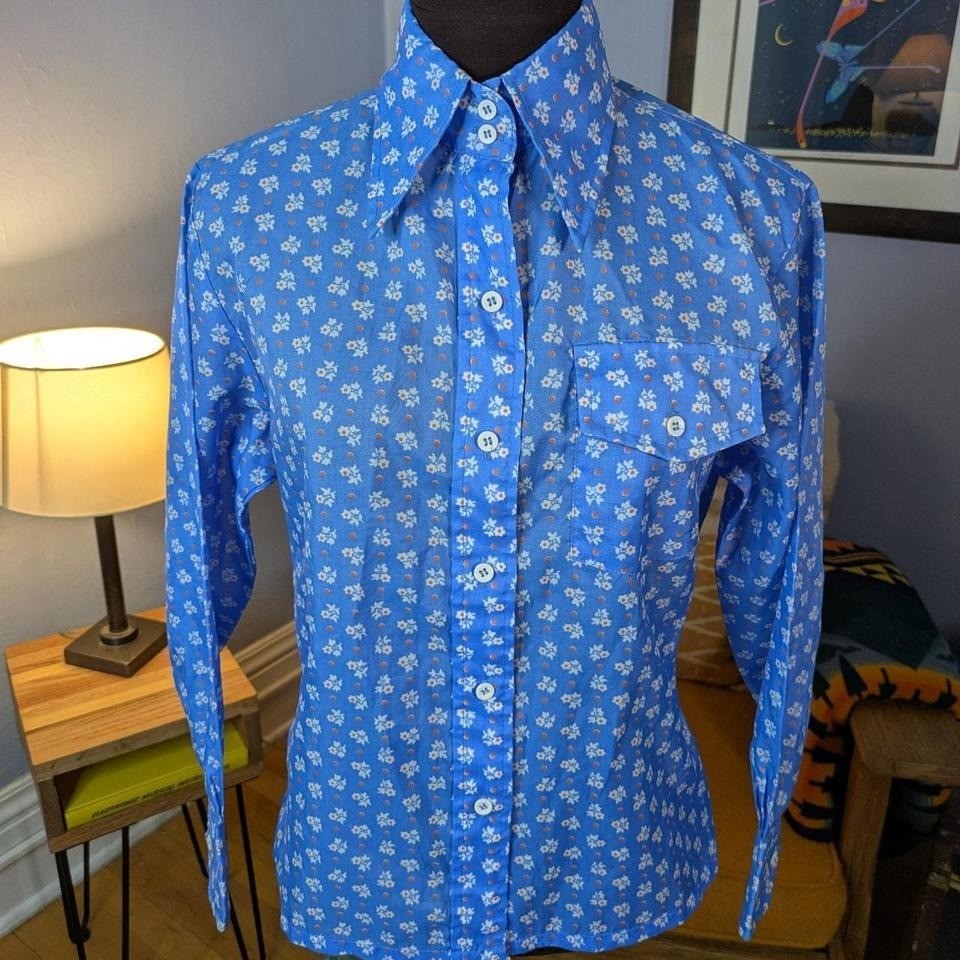 Vintage 70s Skyr Floral Nylon Windbreaker Wind Shirt Women’s Small
