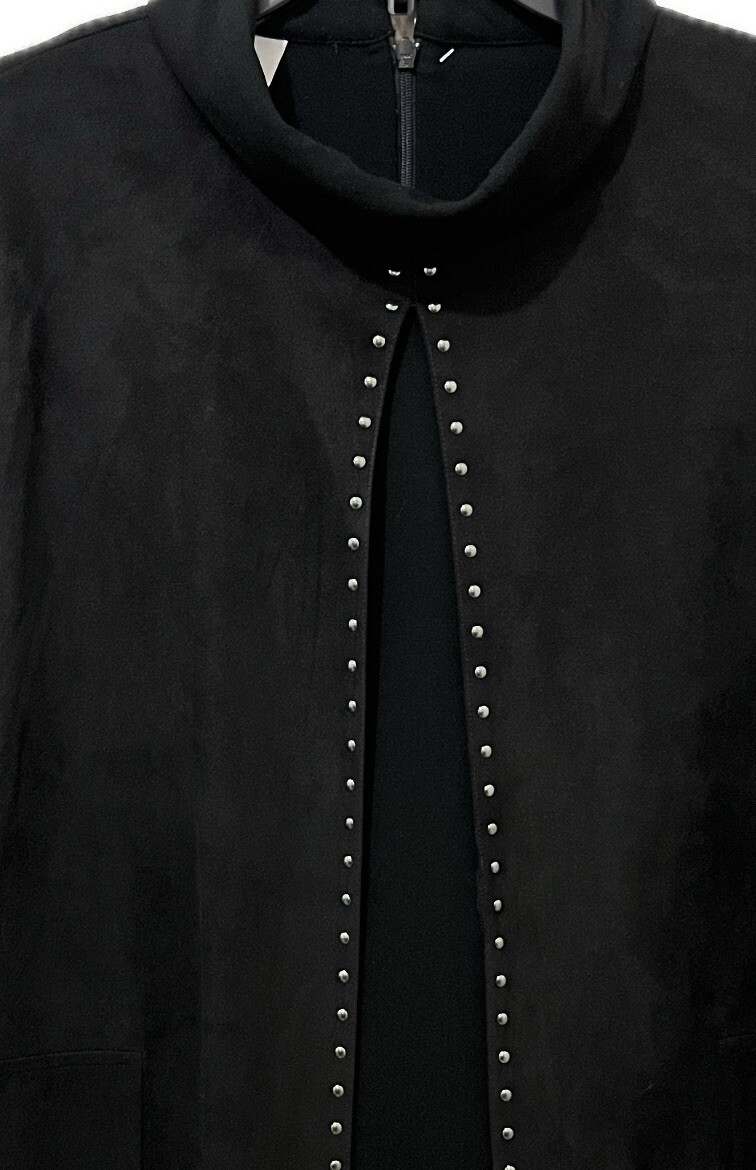 Ming Wang Tunic Top Womens XS Vampy Goth Office Open Slit Layered Oversized NWT