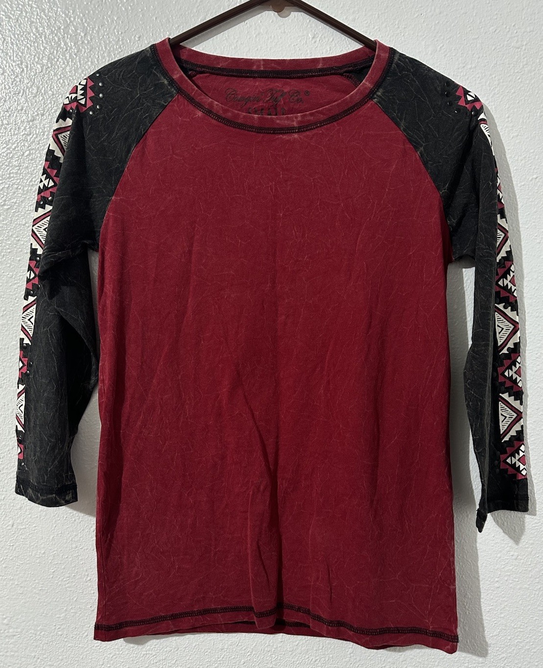 Cowgirl Tuff Co. Womens Small Embellish Aztec 3/4 Sleeve T-shirt Western Rodeo