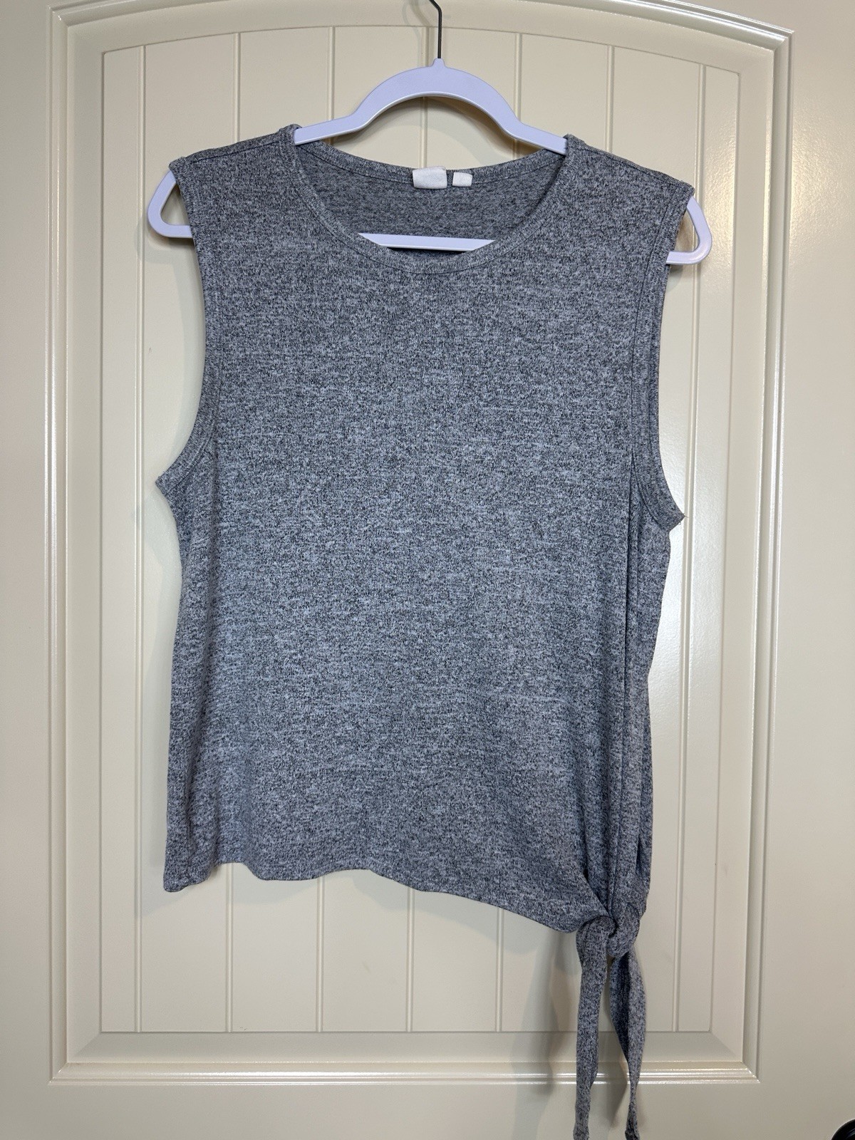 GAP gray knit sleeveless side tie viscose rayon blend top blouse shirt sz M