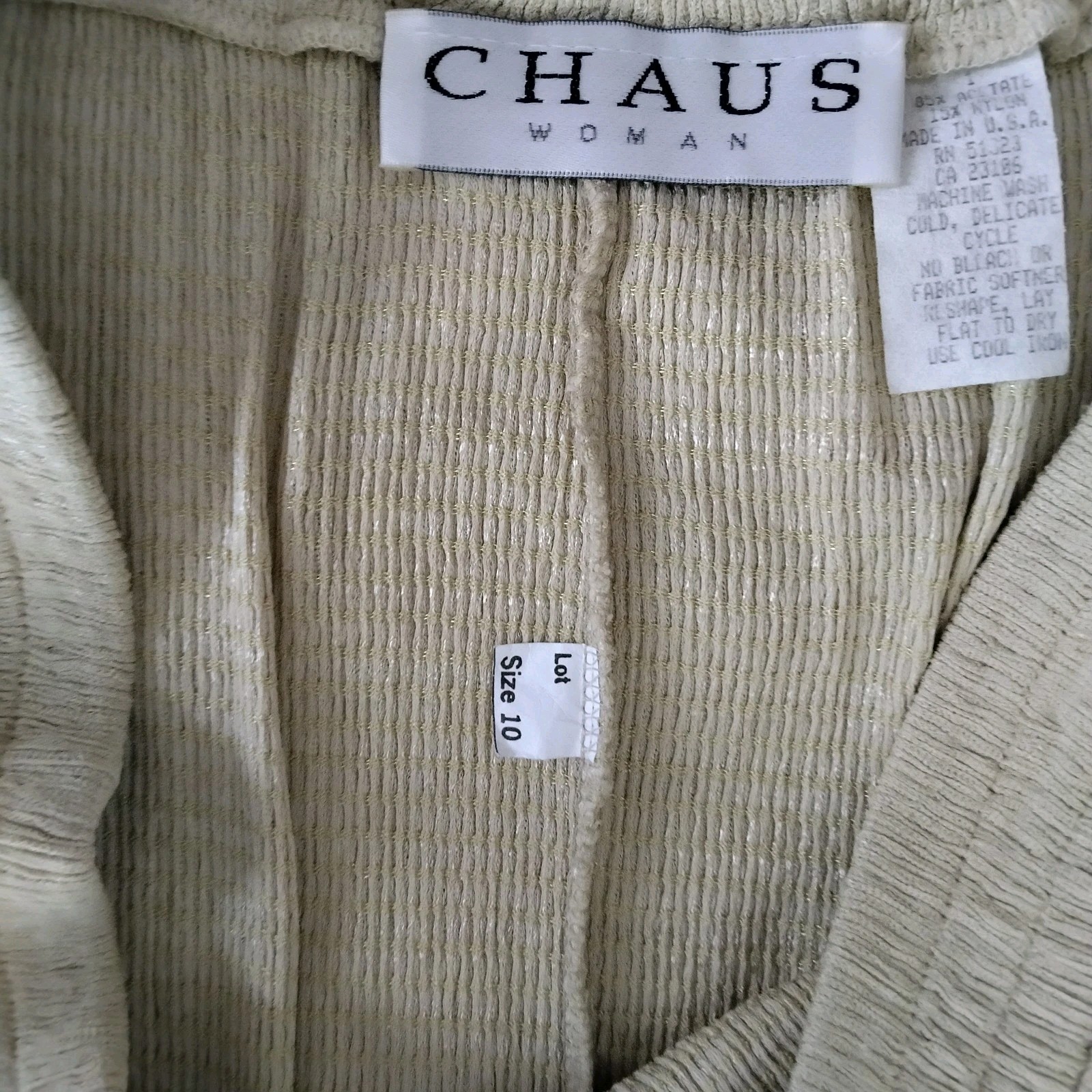 Vtg Chaus 2-Piece Set Sz 10 Crinkle Blouse & Elastic Waist Midi Skirt Lagenlook