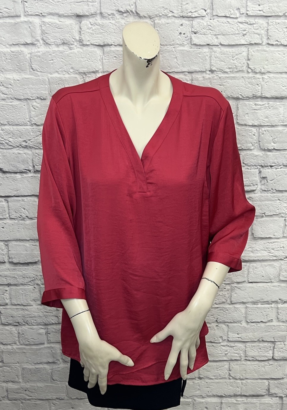 CHICO’S WOMEN’S STRAWBERRY PINK 3/4 SLEEVE TOP SIZE 3 (XL)