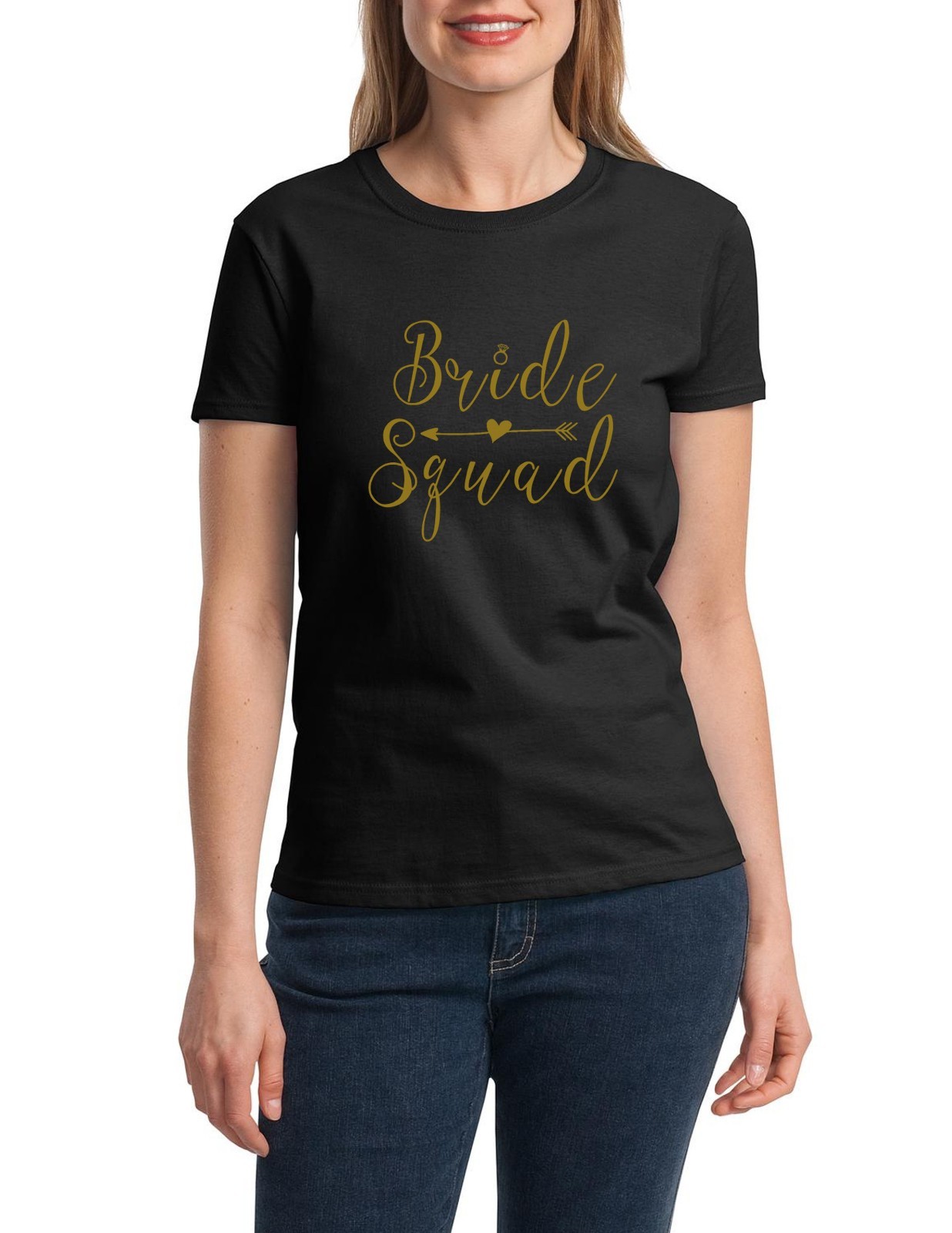 Ladies Bride Squad Shirt Bridal Party T-Shirt Bachelorette Girls Night Out Tees