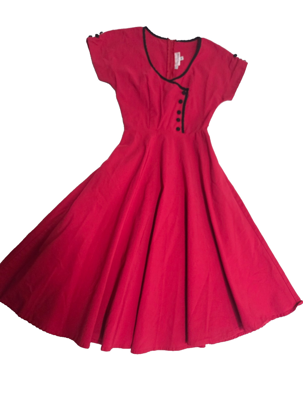 Stop Staring Retro 50s Swing Dress Womens Small Red Pinup Flare Made in USA