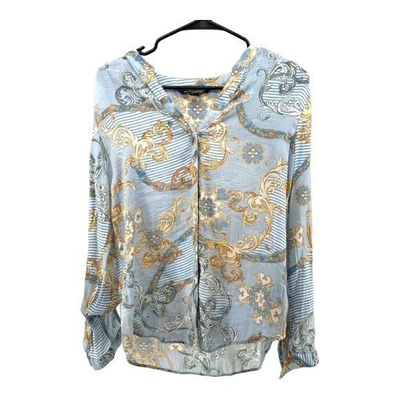 Zac & Rachel | S Small Blue Scroll Print Blouse