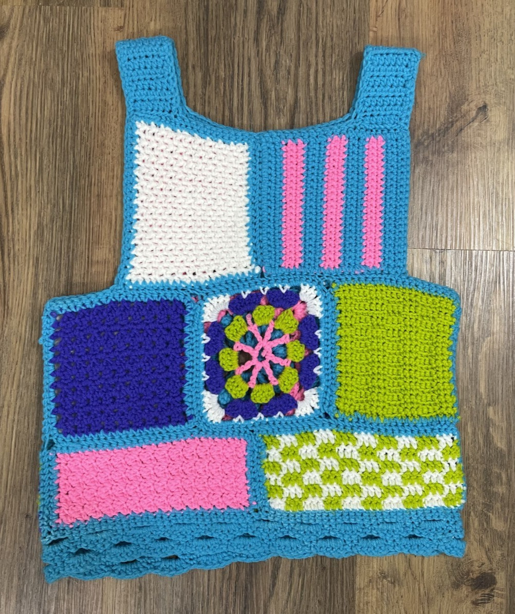 Crochet Tank Top GrannyCore Festival Beach Multicolor Small