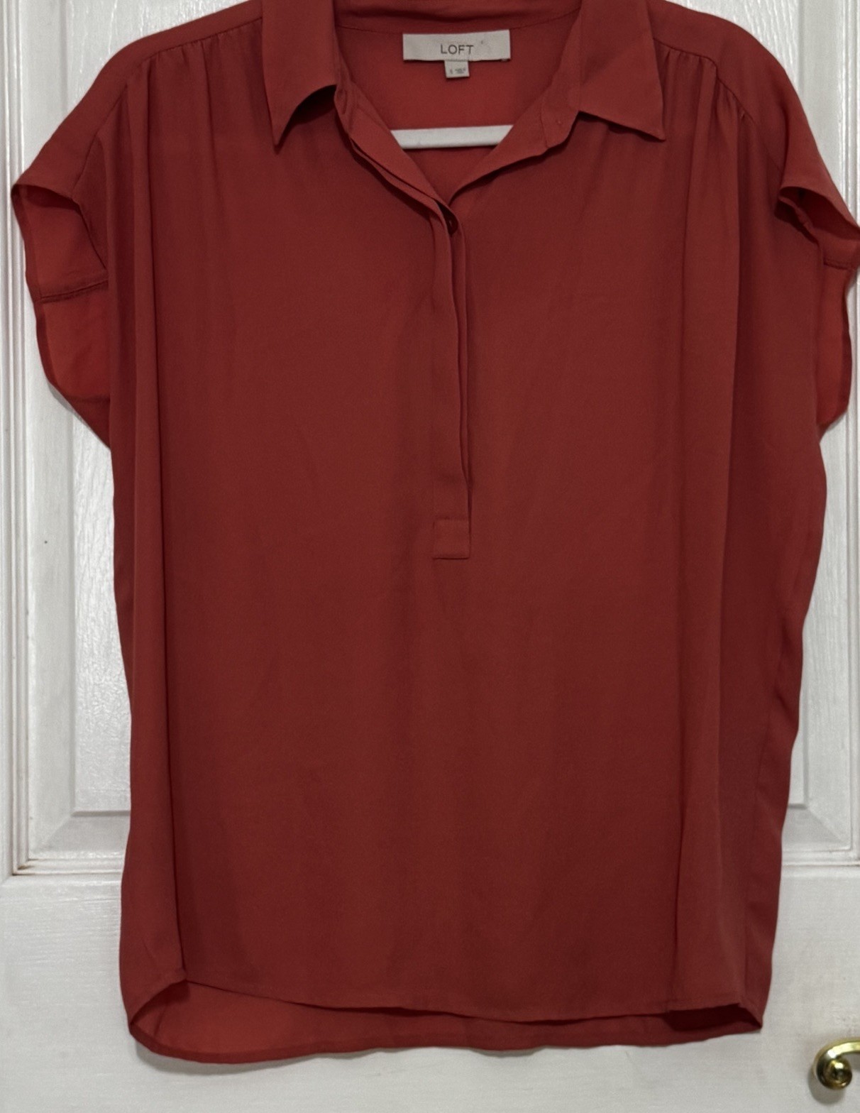 Loft Womens Sleeveless Sz S/3 Button Pullover Coral Blouse