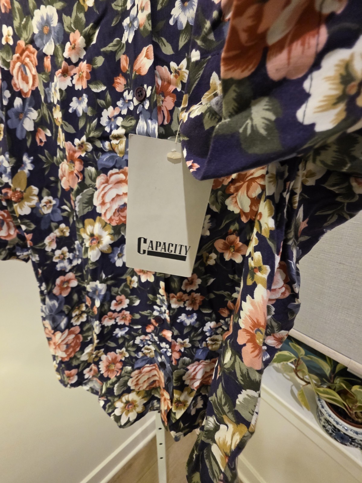 VTG Floral 90s Button Down Rayon Short Sleeve Blouse Deadstock NWT Cottage Camp
