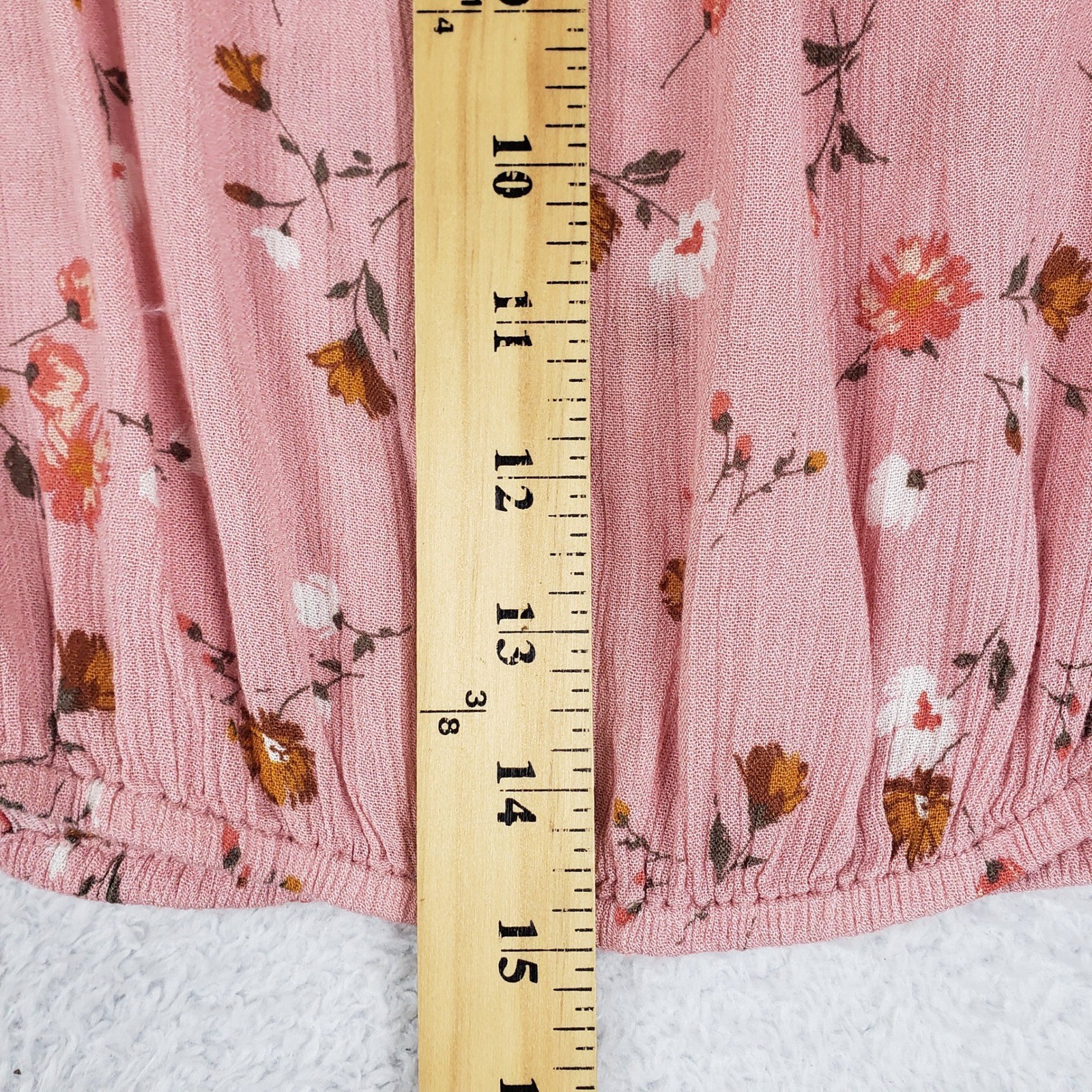 Arizona Jean Co Pink Floral Cold Shoulder Ruffle Tie Front Blouse XL Rayon Top