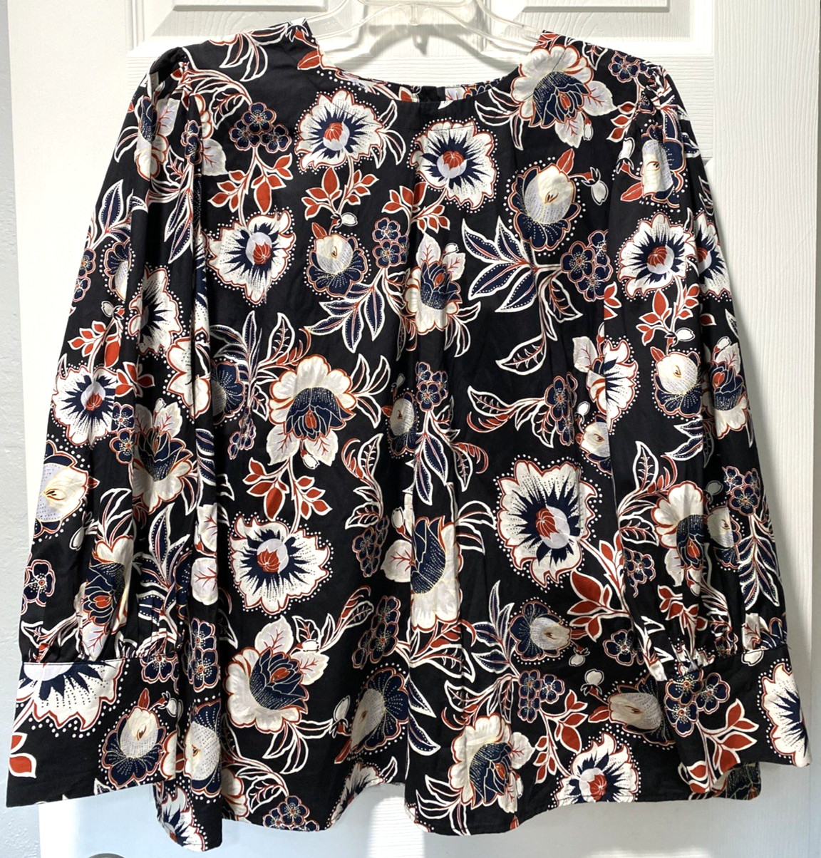 Who What Wear Top Button Up Back Multicolor Floral Long Sleeve Work Size 2X NEW