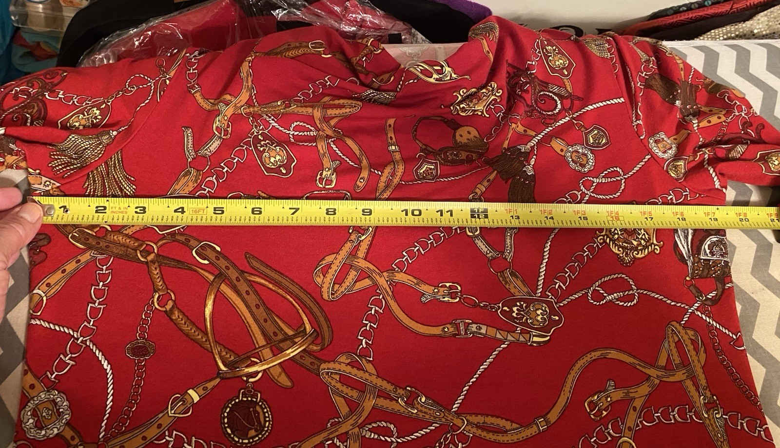 Talbots Wom M Waterfall Neck Blouse-Classic Designer Print-Jewels/Chains/Tassels