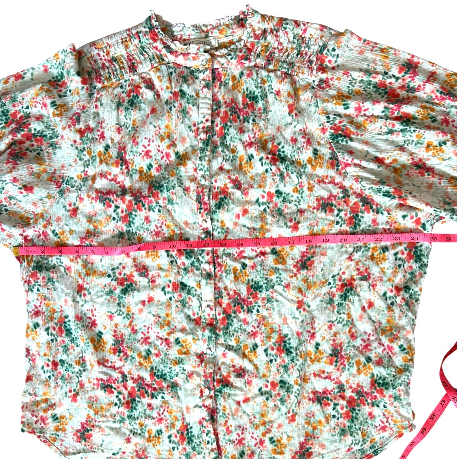 Fat Face Evelyn Fleur Meadow Blouse Ivory Multi Floral Cottagecore Large EUC
