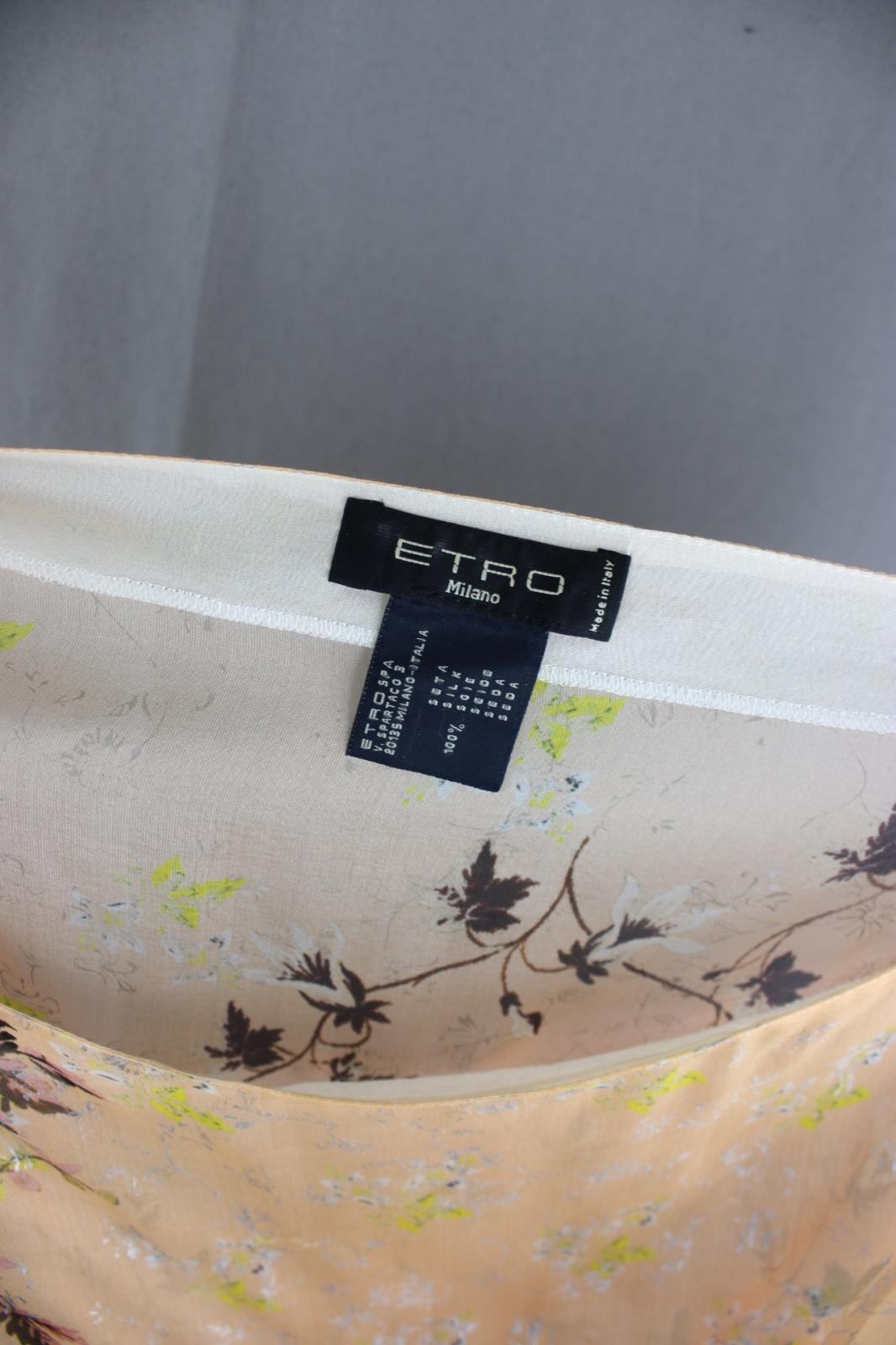 ETRO Women’s Peach Pink Multi Floral Print 100% Silk Sheer Poncho Top OS