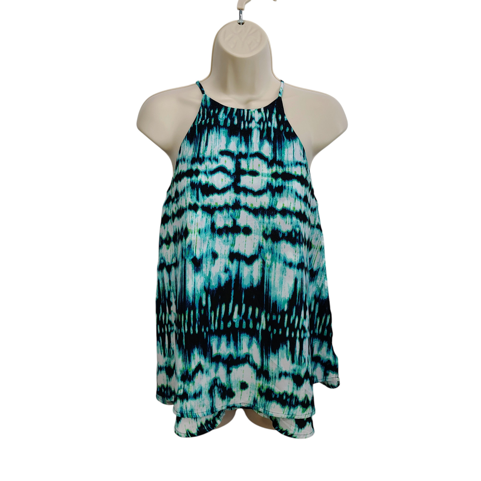 Decree Halter Shirt Womens Extra Small Tie Dye print Layers Sleeveless