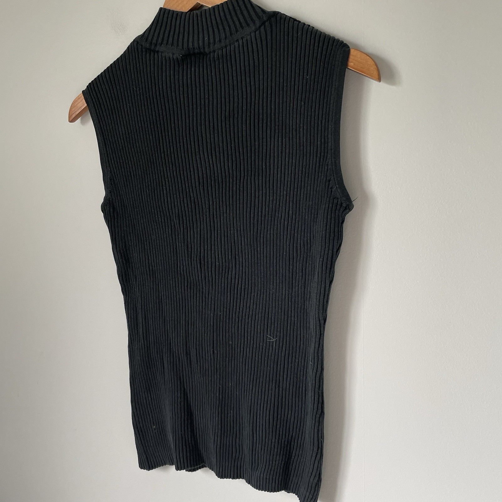 Clio II Vintage Silk Blend Knit Ribbed Tank Top Shirt Black Women’s Size 2X