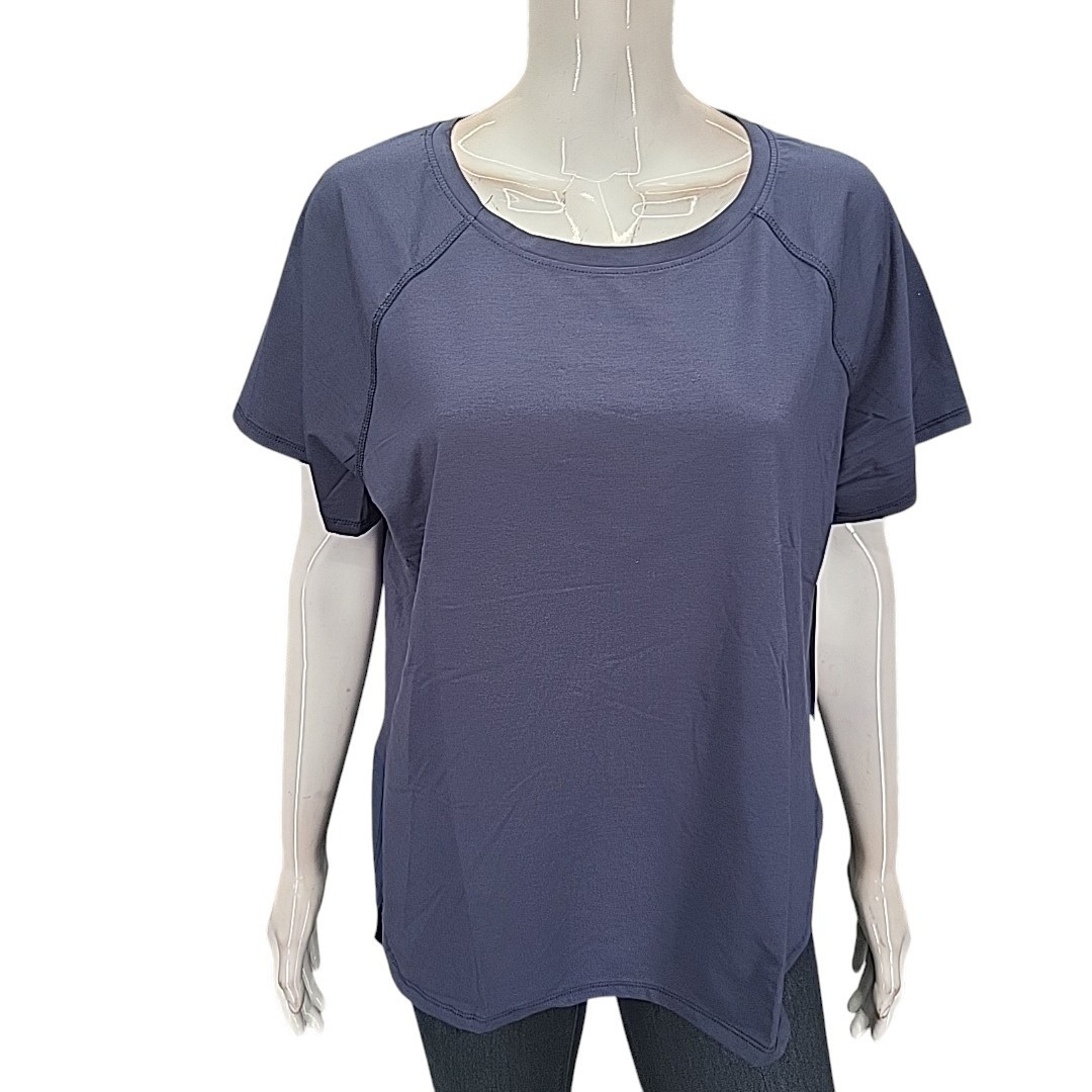 Isabella Women’s Top X-Large Size Navy Short Sleeves Cotton Modal Spandex Shirt