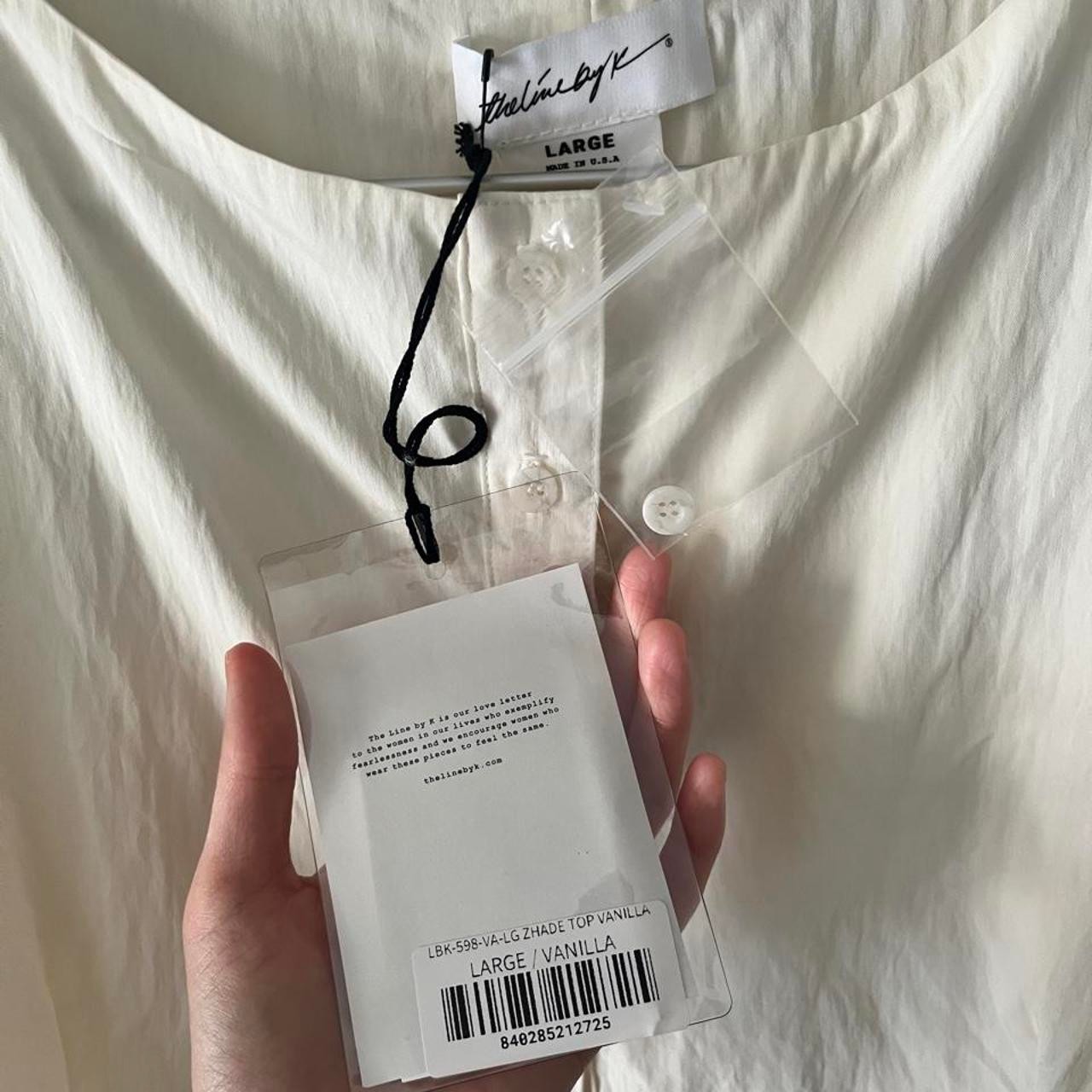 The Line by K Zhade top, cream, size L, NWT 73% Rayon 27% Nylon