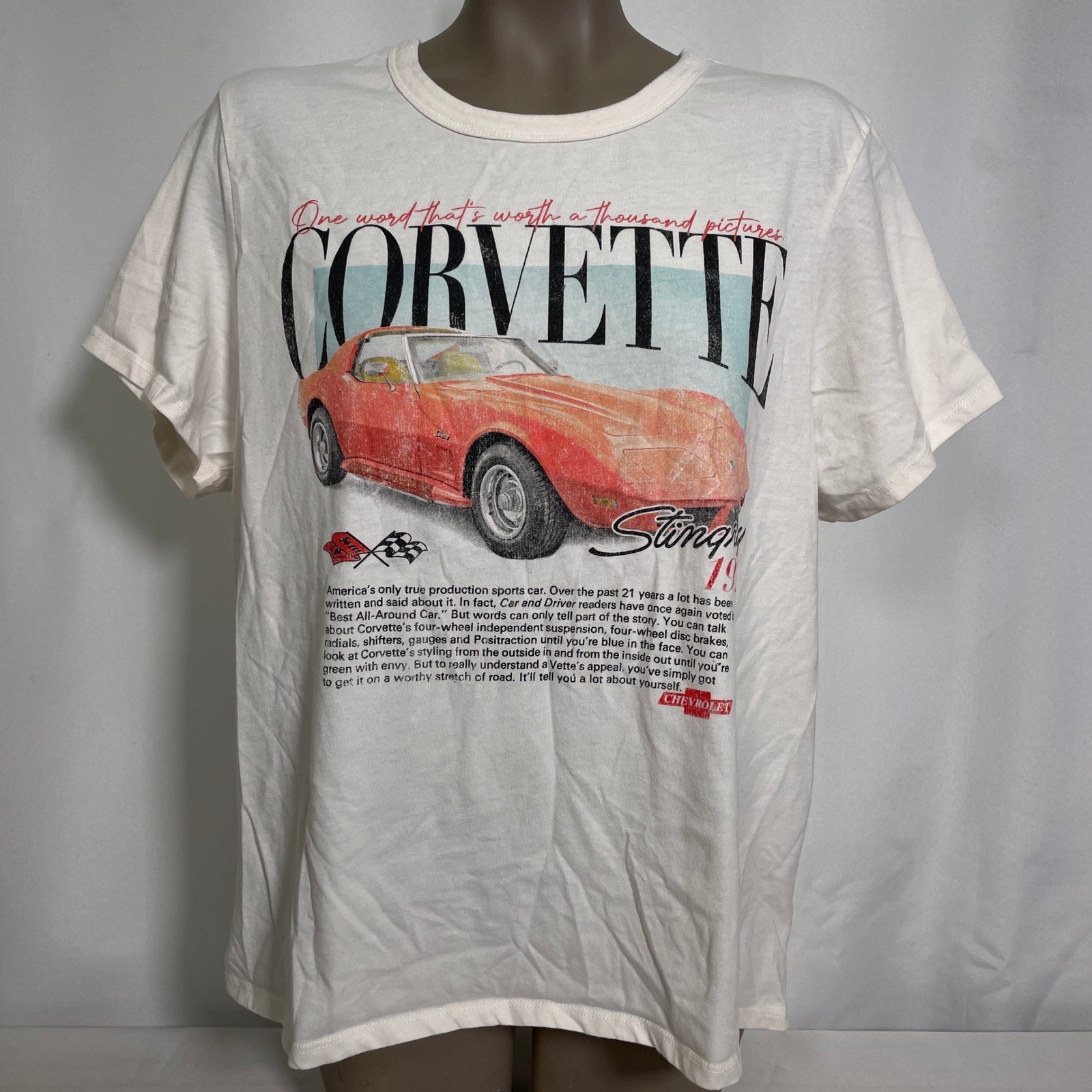 GM Chevrolet Corvette Stingray 1976 Hybrid Apparel Cream T-Shirt Women’s XXL