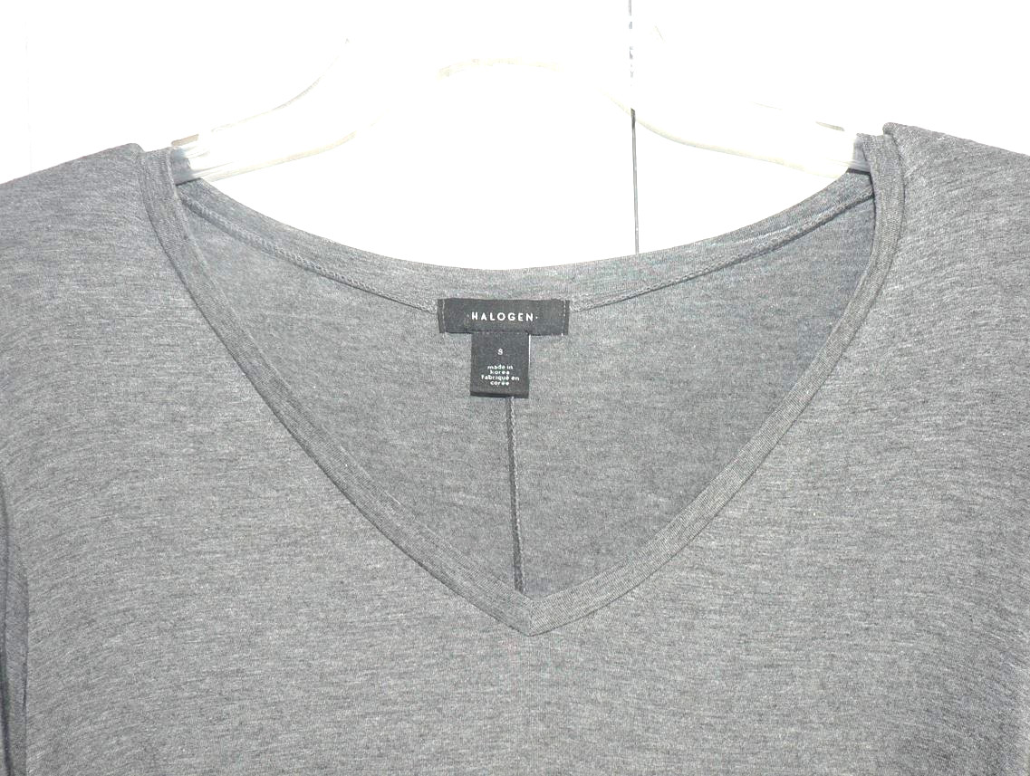 Halogen Women’s Long Sleeve V-Neck Modal Blend High/Low Tunic Tee in Gray Small