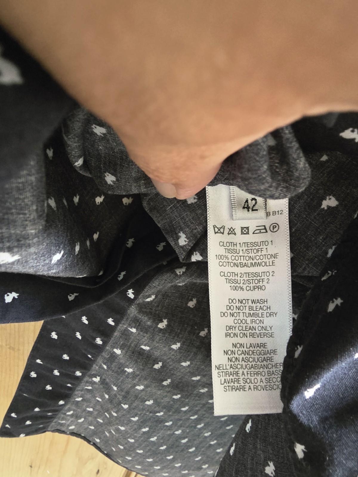 Ladies Paul Smith Rabbit Print Navy Cotton Shirt IT 42 UK 12