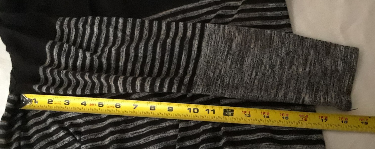 MAX Editio Shirt Women Medium Gray Stripe Long Sleeve 3/4 Open Top Elastic Waist