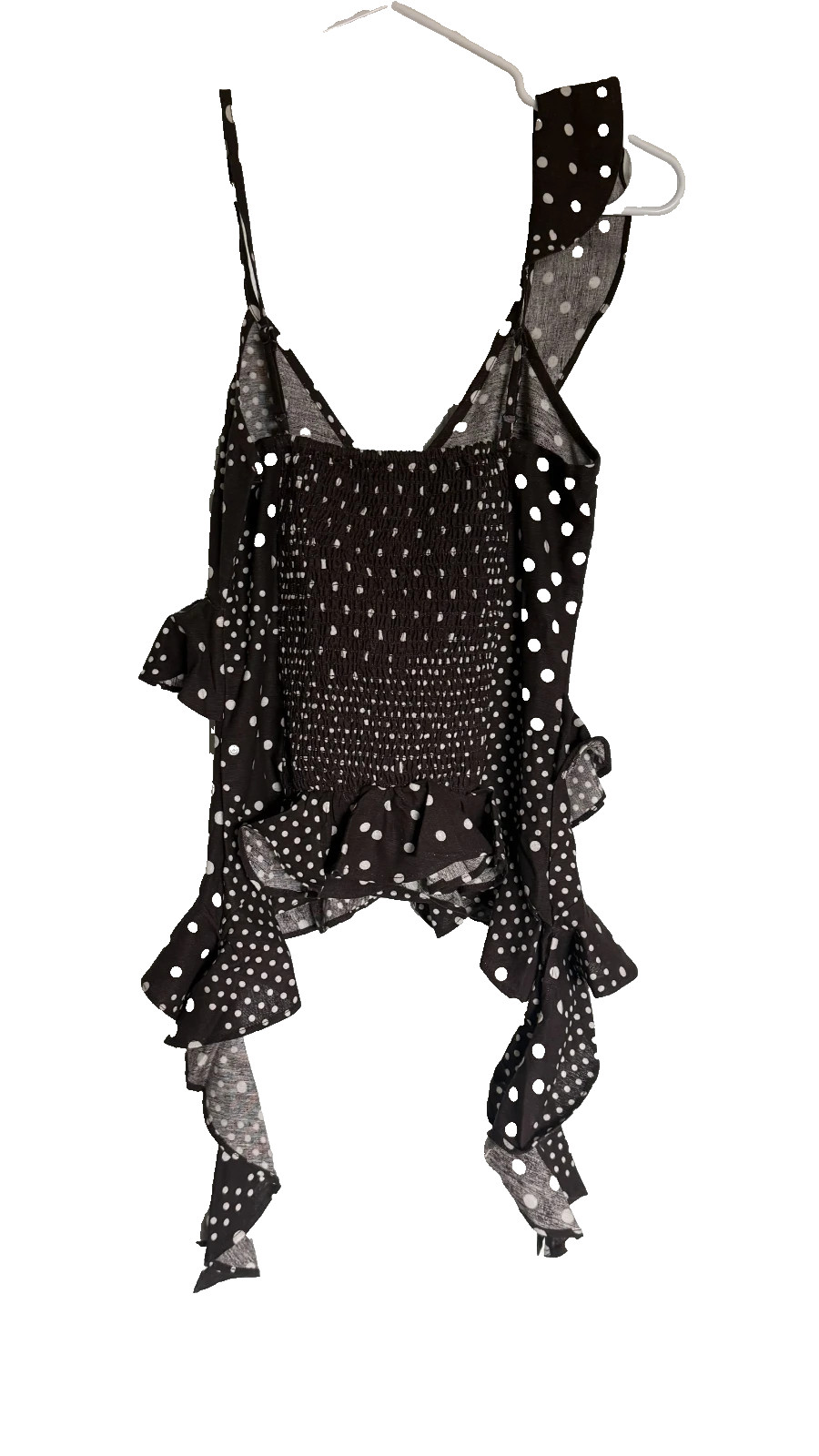 Style Envy Polka Dot Ruffle Camisole Top Brown White S NWT