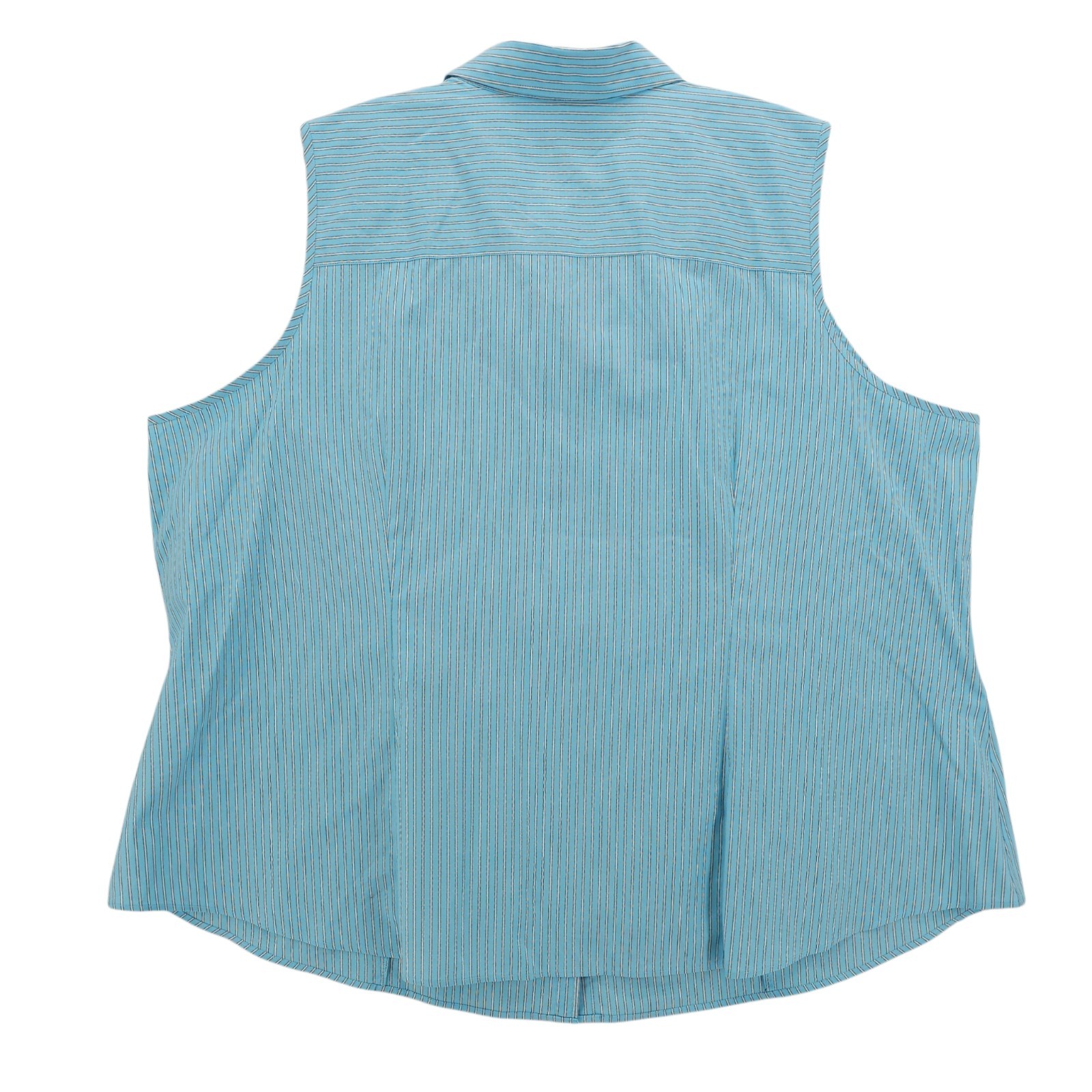 TALBOTS Blue Striped Sleeveless Button Shirt Wrinkle Resistant Stretch Size 22WP