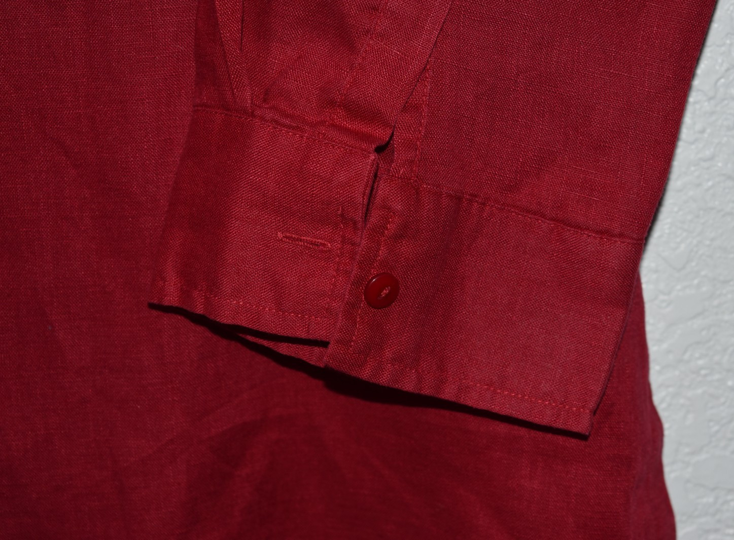 Moda International 100% Linen Button Front Shirt Womens Large RED Costal Party