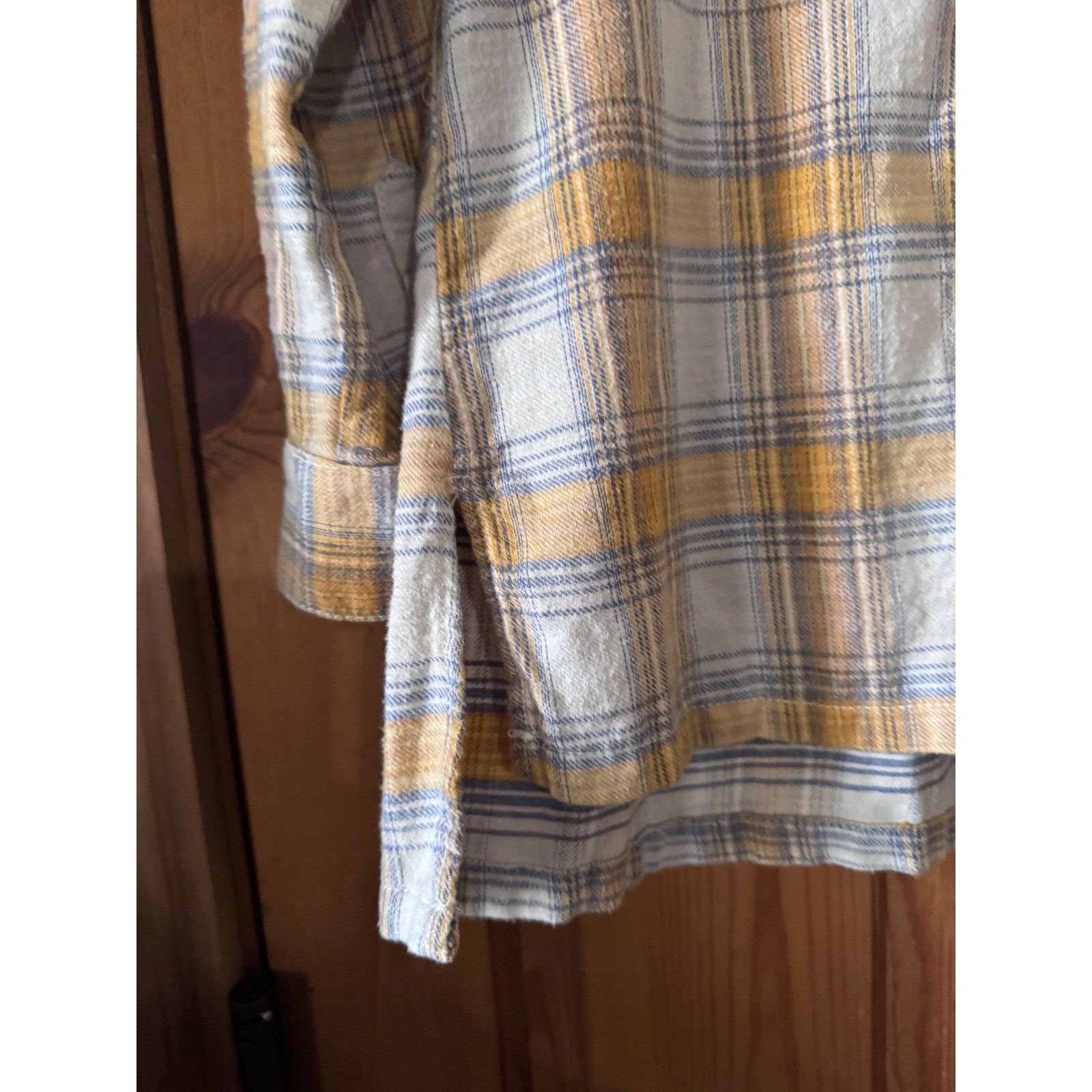 Free People Plaid Button Down S Yellow Sequin Yoke Flannel Boho Glam