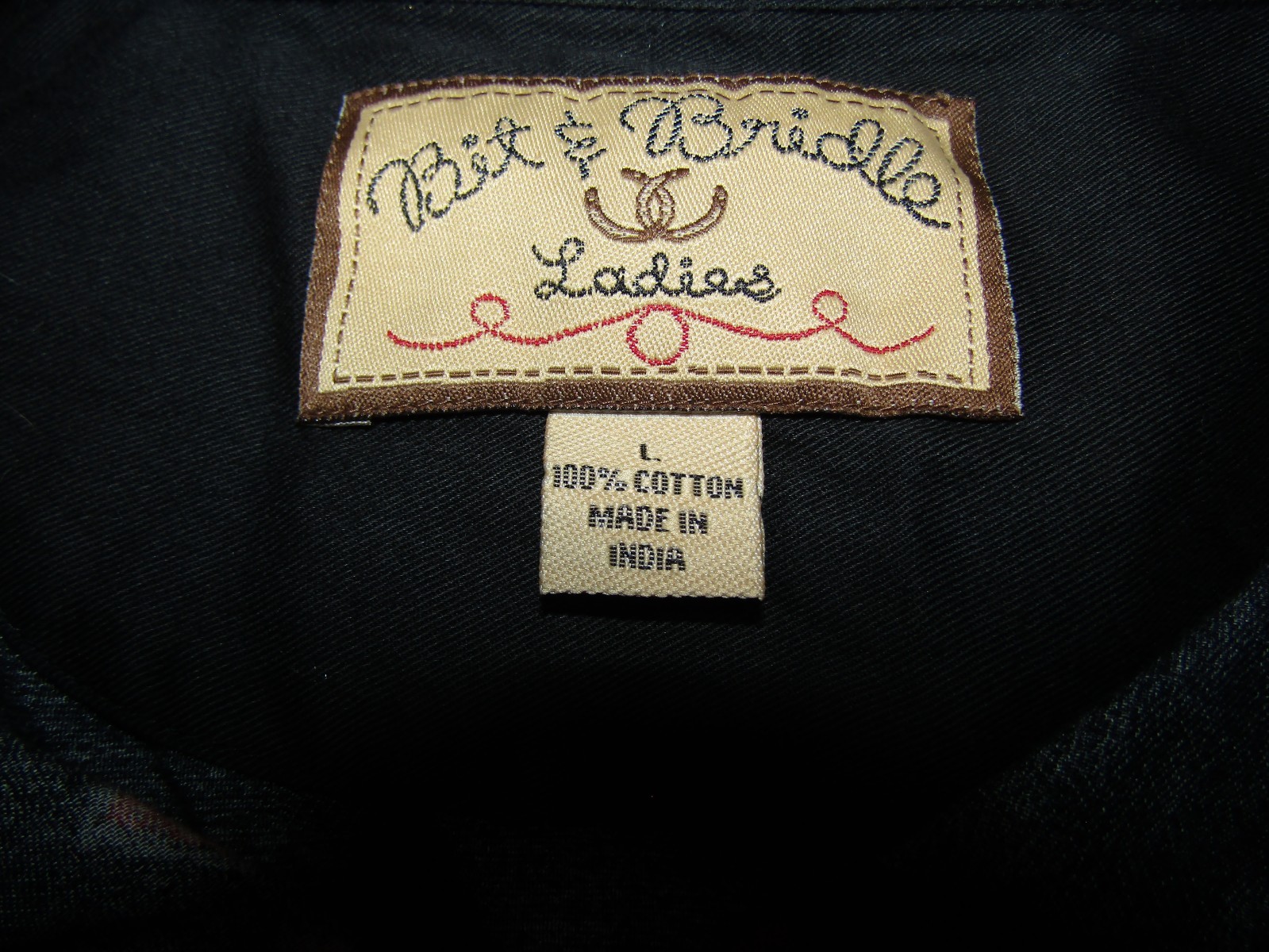 BIT & BRIDLE LADIES WESTERN HORSE FULL BUTTON UP SHIRT WOMENS SIZE L