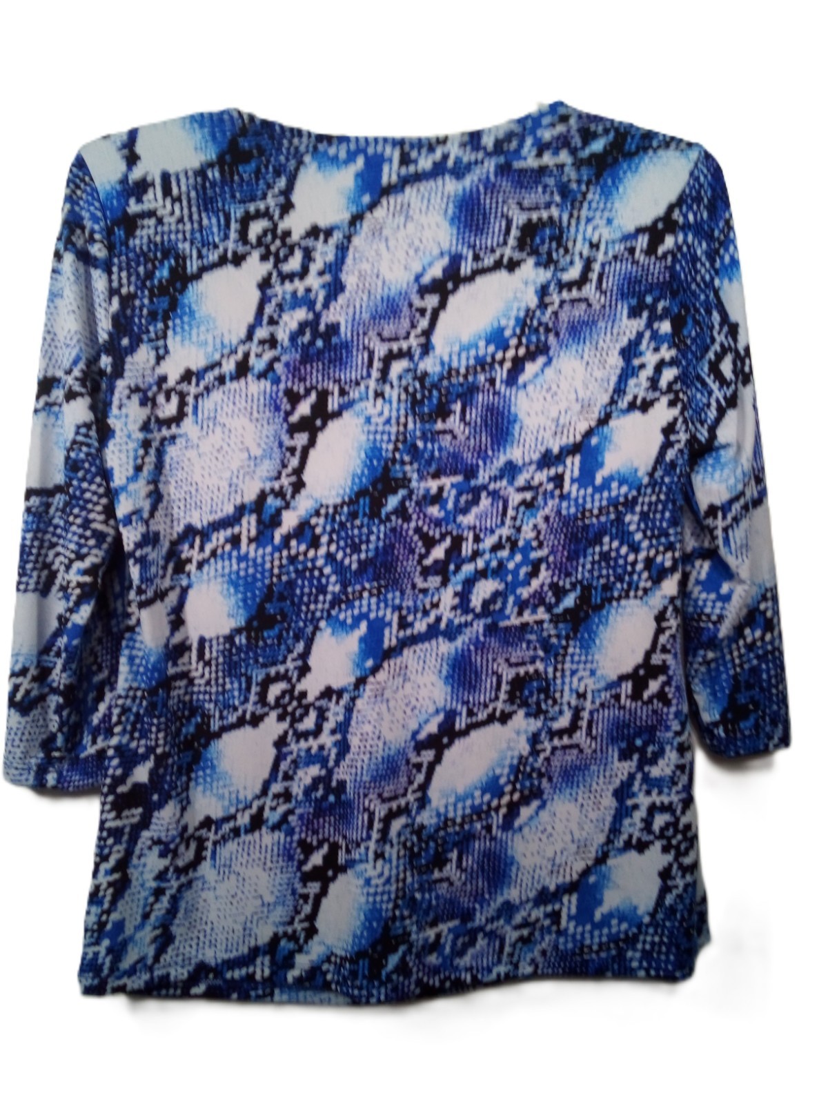 Ellen Tracy Top Women L Blue Purple Waterfall 3/4 Sleeve