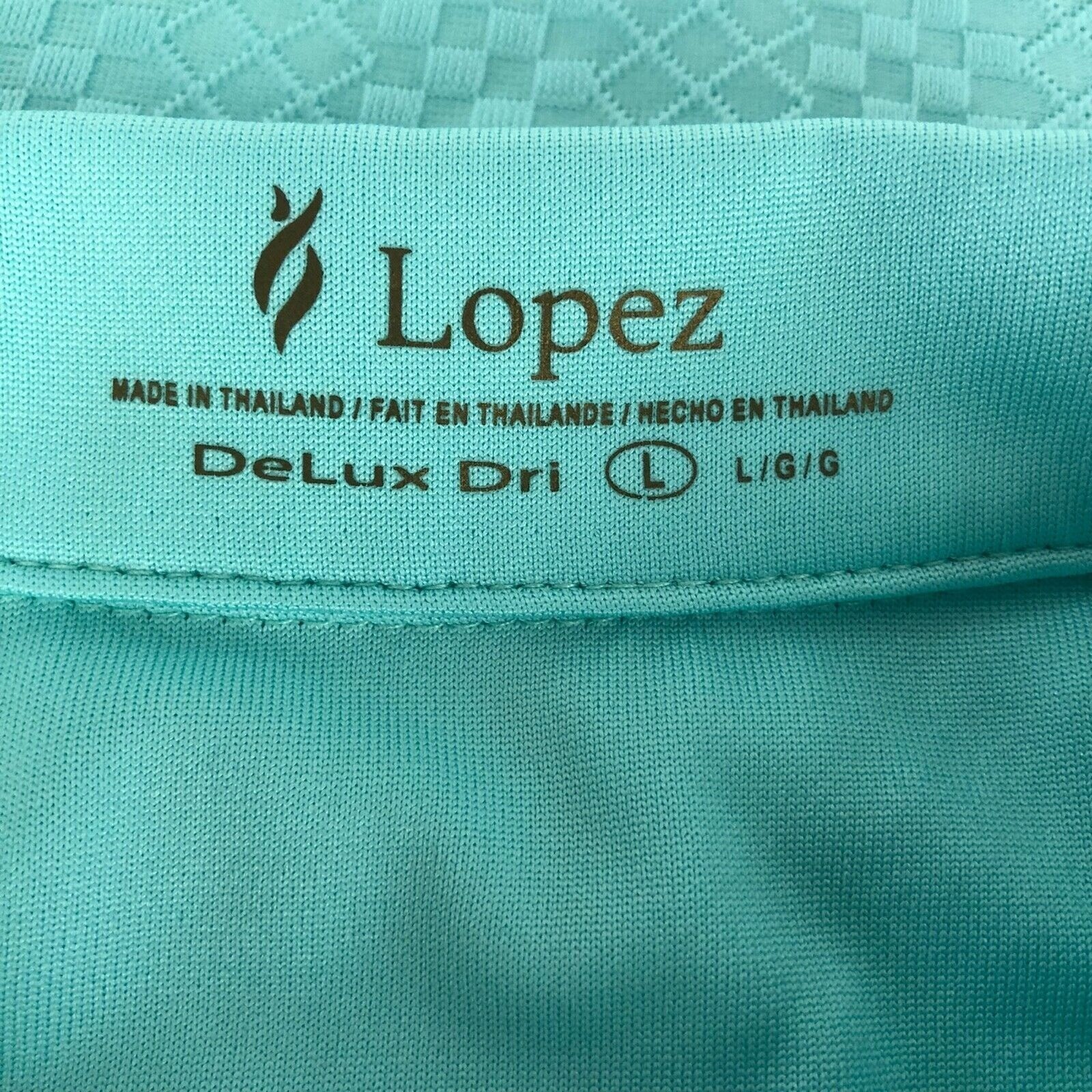 Lopez Top Women Size L Sea Green DeLux Dri 5 Buttons Below Collar 3/4 Sleeves