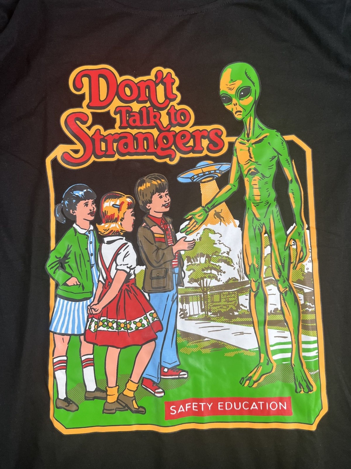 ROMWE Women Black Don’t Talk To Strangers Graphic Tee Short Sleeve S NWT