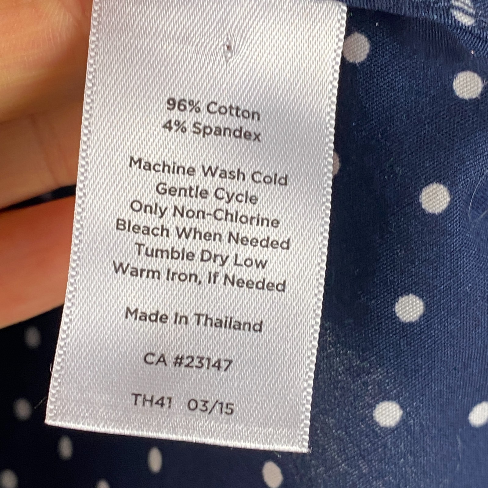 Talbots Wrinkle Resistant Button Up Shirt Size 22WP Navy White Polka Dot Stretch