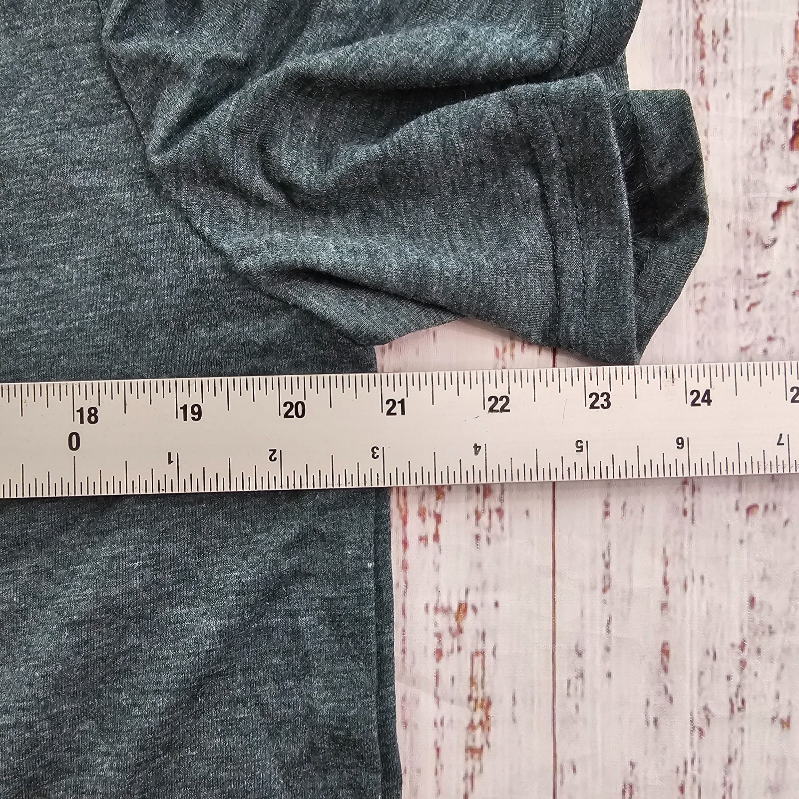 Emery Rose Heathered Green Puff Sleeve Asymmetrical Button Pullover Blouse XL