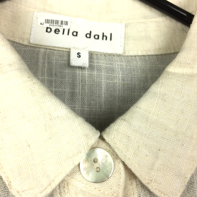 Bella Dahl Shirt Womens Small S Beige Cotton Viscose Linen Button Up Gauze USA
