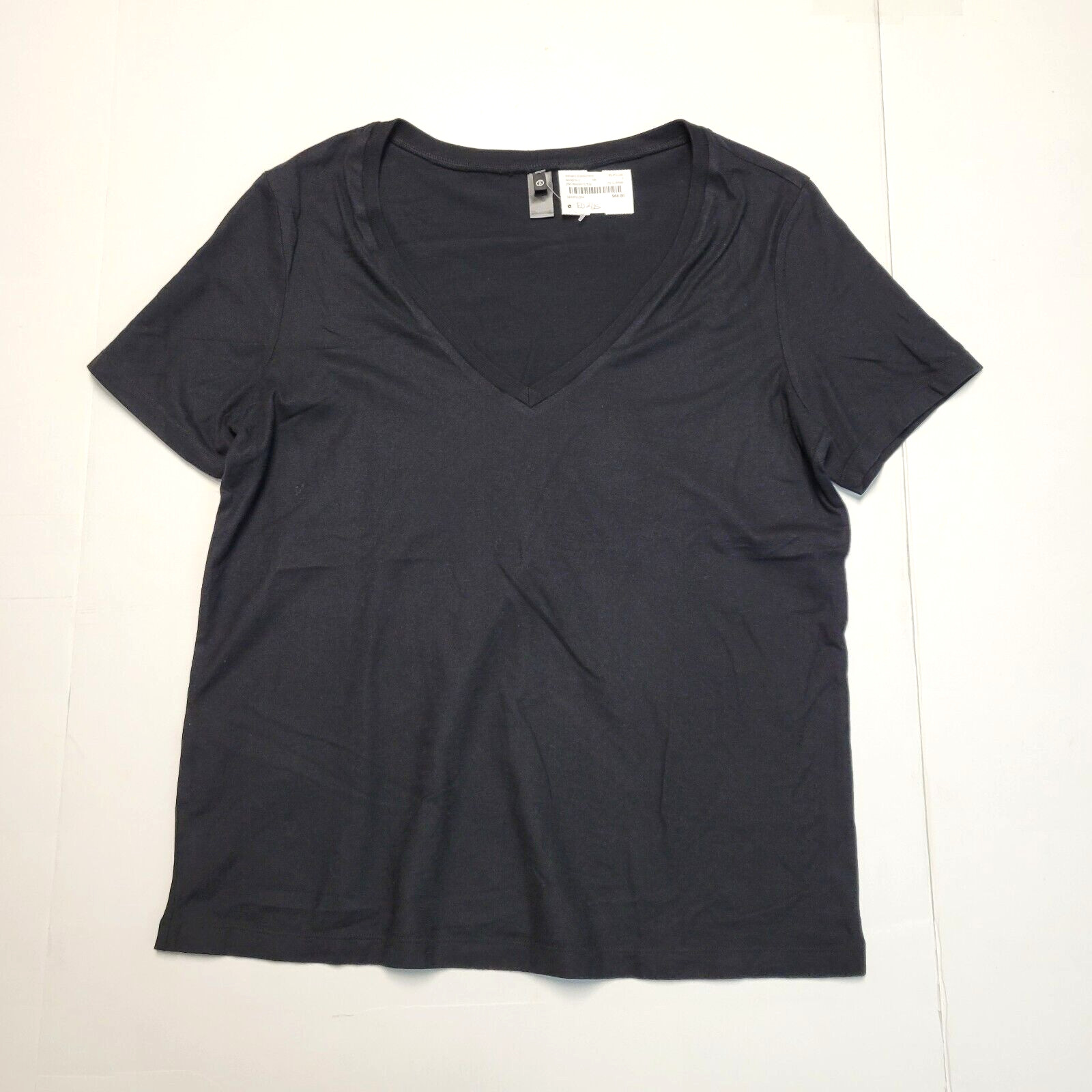 New $68 AG Adriano Goldschmied V Neck T-Shirt WOMEN’S LARGE L Black 100% COTTON