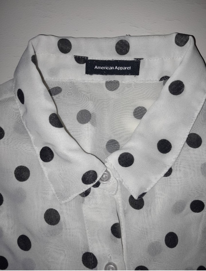 Women’s/ JR Misses Long Sleeve Sheer Polka Dot Blouse M (American Apparel)