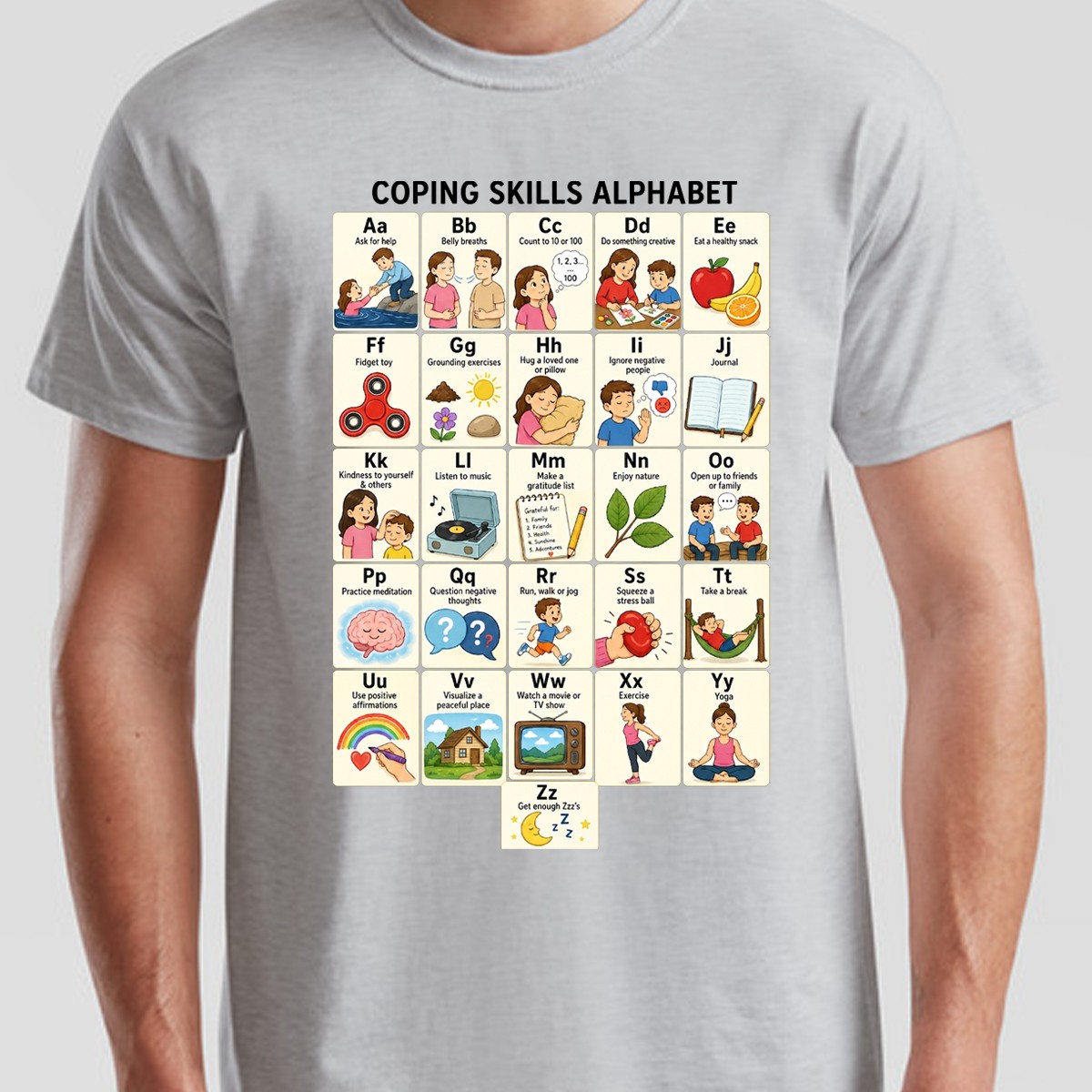Mental Health Awareness Coping Skills Alphabet Counselor Unisex T Shirt